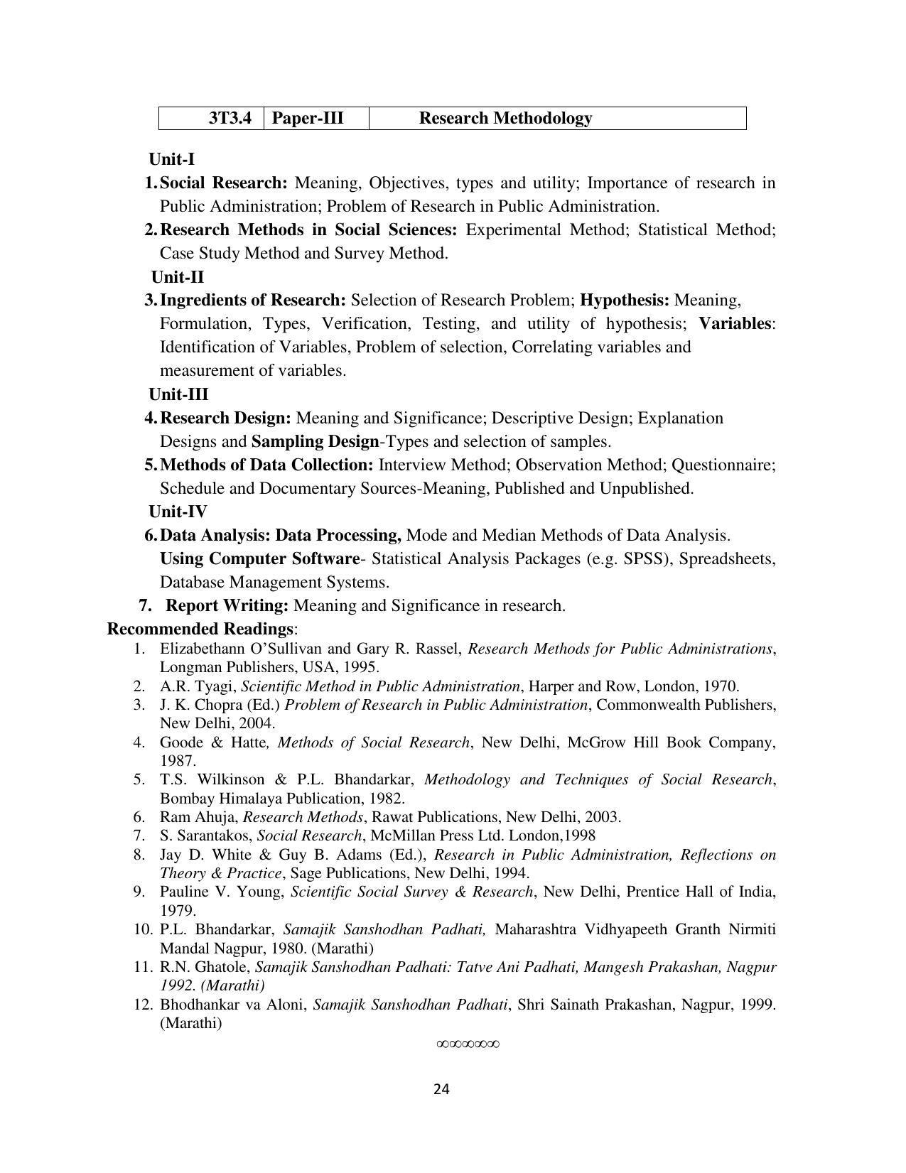RTMNU Department of Public Administration of M. A. (Public Administration) course under Choice Based Credit and Semester System (M. A. (Public Administration) (CBCS)) Syllabus. - Page 24