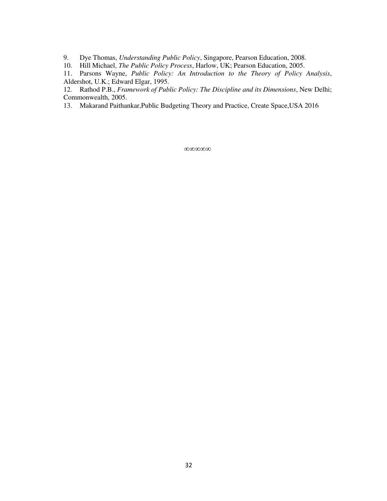 RTMNU Department of Public Administration of M. A. (Public Administration) course under Choice Based Credit and Semester System (M. A. (Public Administration) (CBCS)) Syllabus. - Page 32