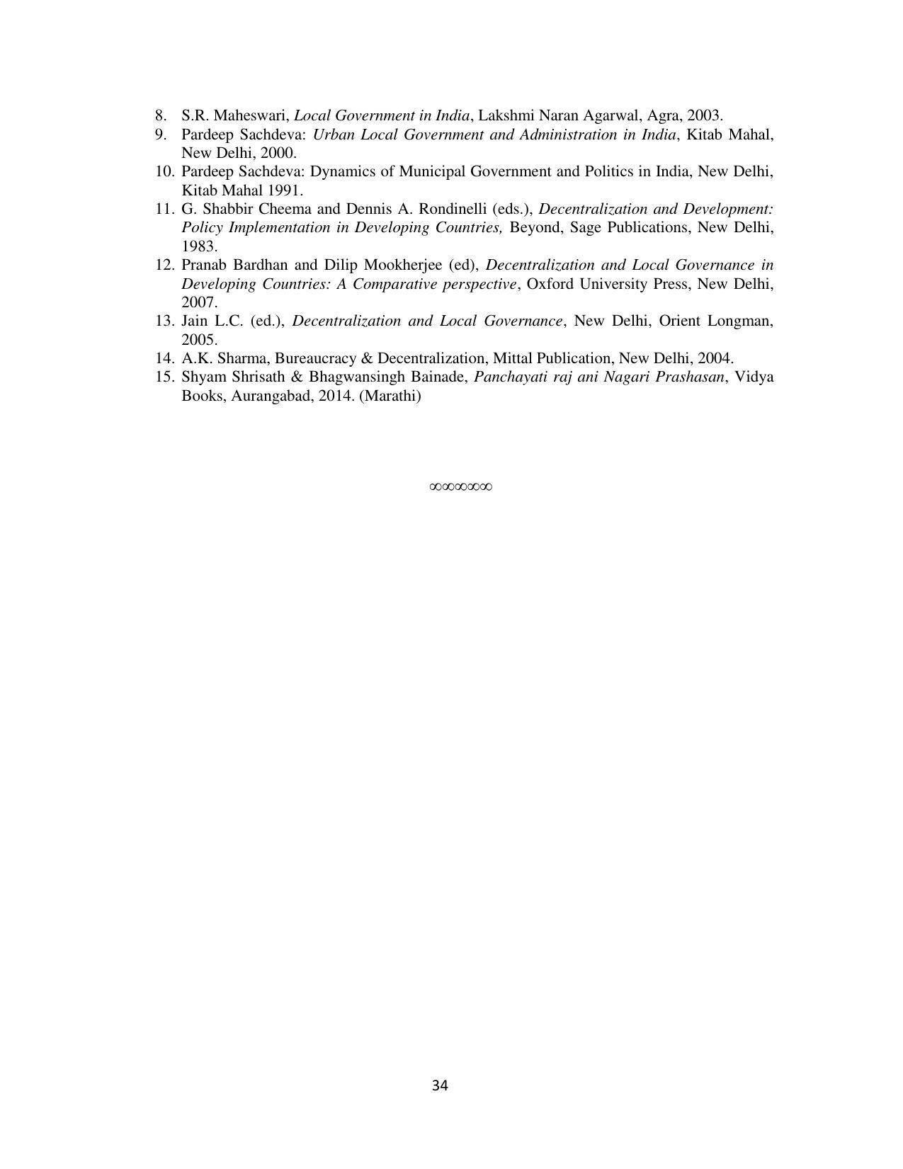 RTMNU Department of Public Administration of M. A. (Public Administration) course under Choice Based Credit and Semester System (M. A. (Public Administration) (CBCS)) Syllabus. - Page 34