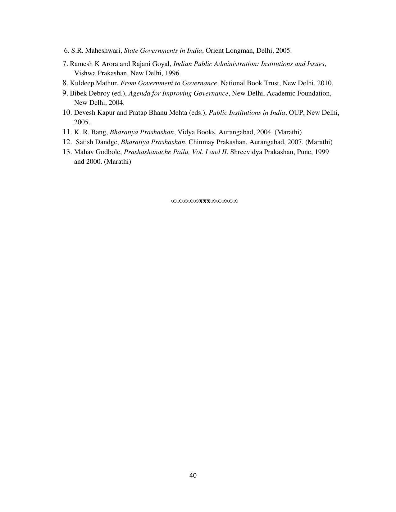 RTMNU Department of Public Administration of M. A. (Public Administration) course under Choice Based Credit and Semester System (M. A. (Public Administration) (CBCS)) Syllabus. - Page 40