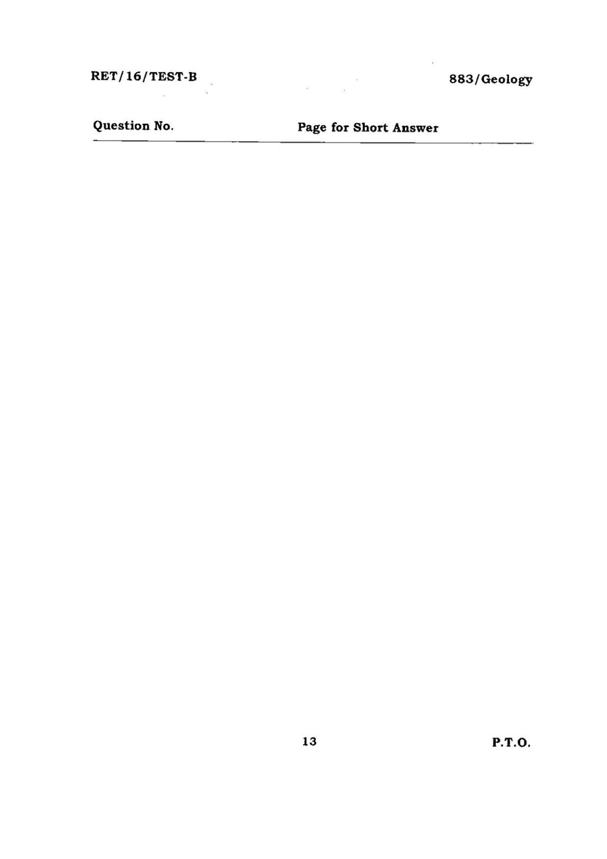 BHU RET GEOLOGY 2016 Question Paper - Page 13