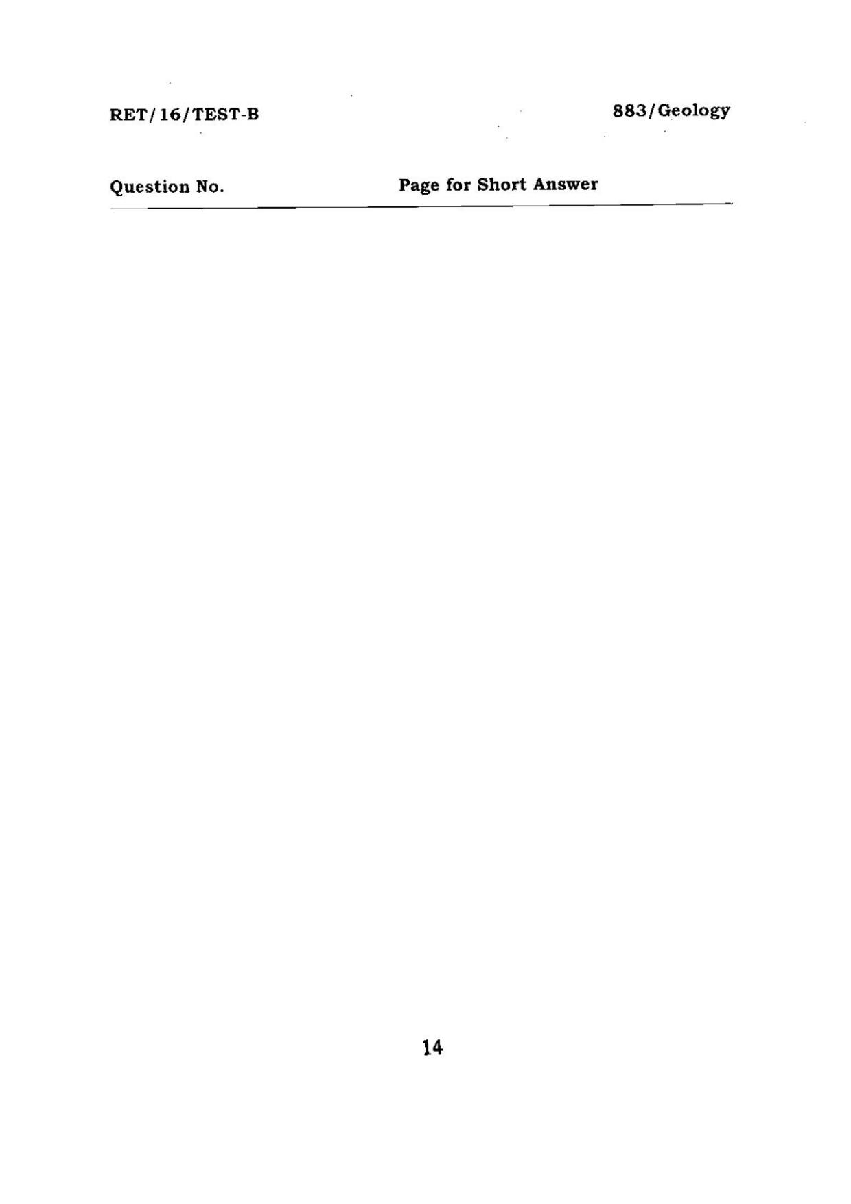 BHU RET GEOLOGY 2016 Question Paper - Page 14