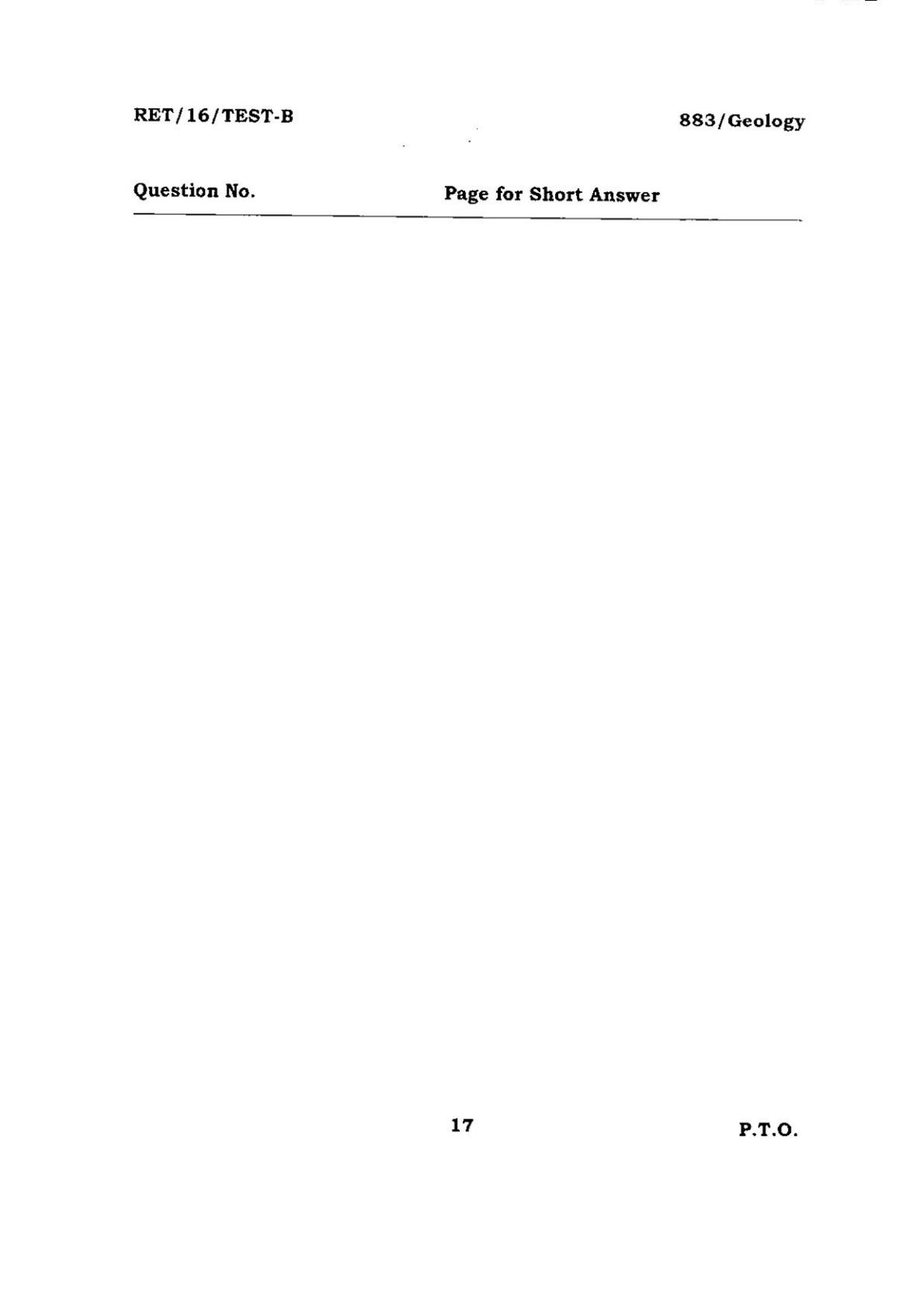 BHU RET GEOLOGY 2016 Question Paper - Page 17