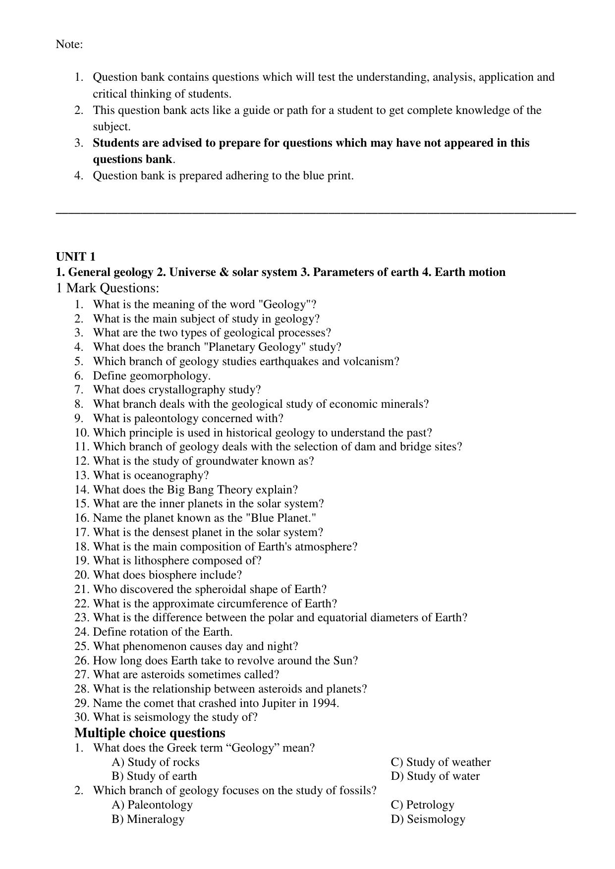 Karnataka 1st PUC Question Bank 2025 - Geology - Page 3