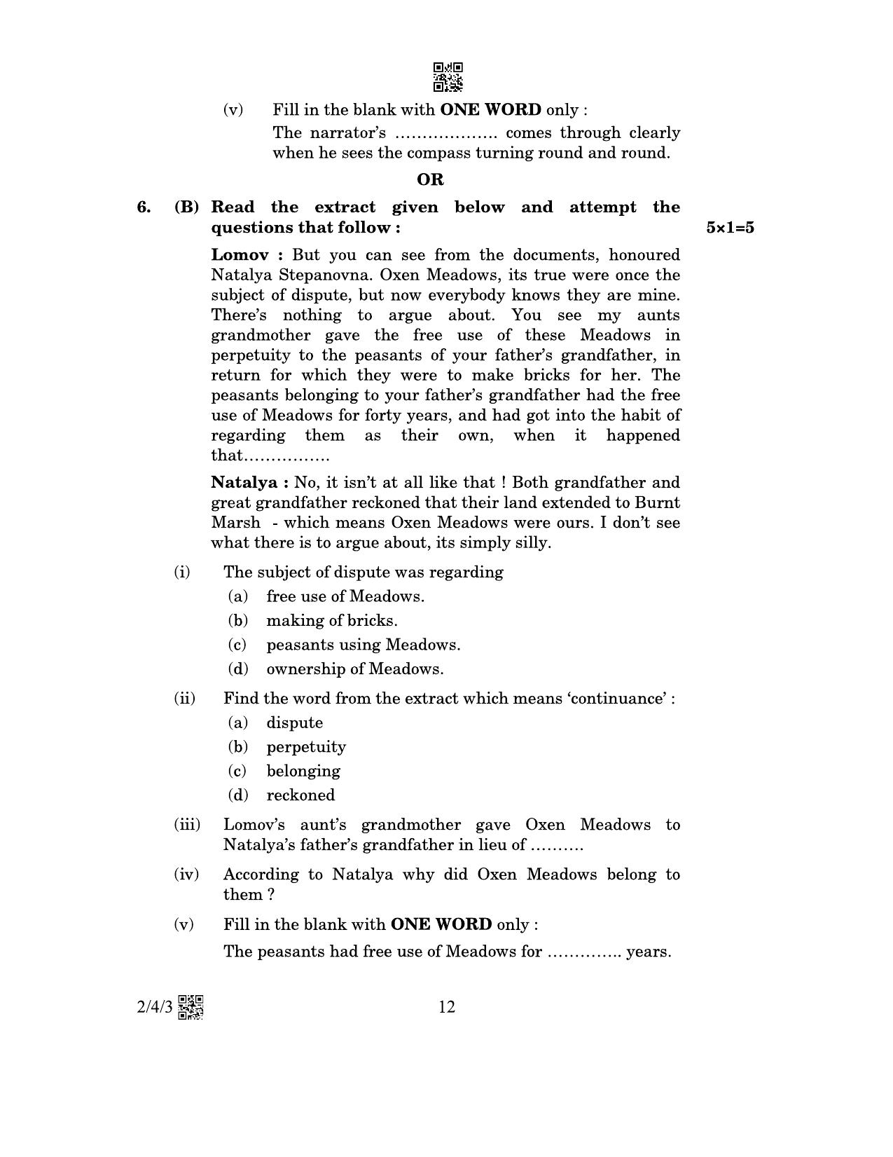 CBSE Class 10 2-4-3_English Language And Literature 2023 Question Paper - Page 12
