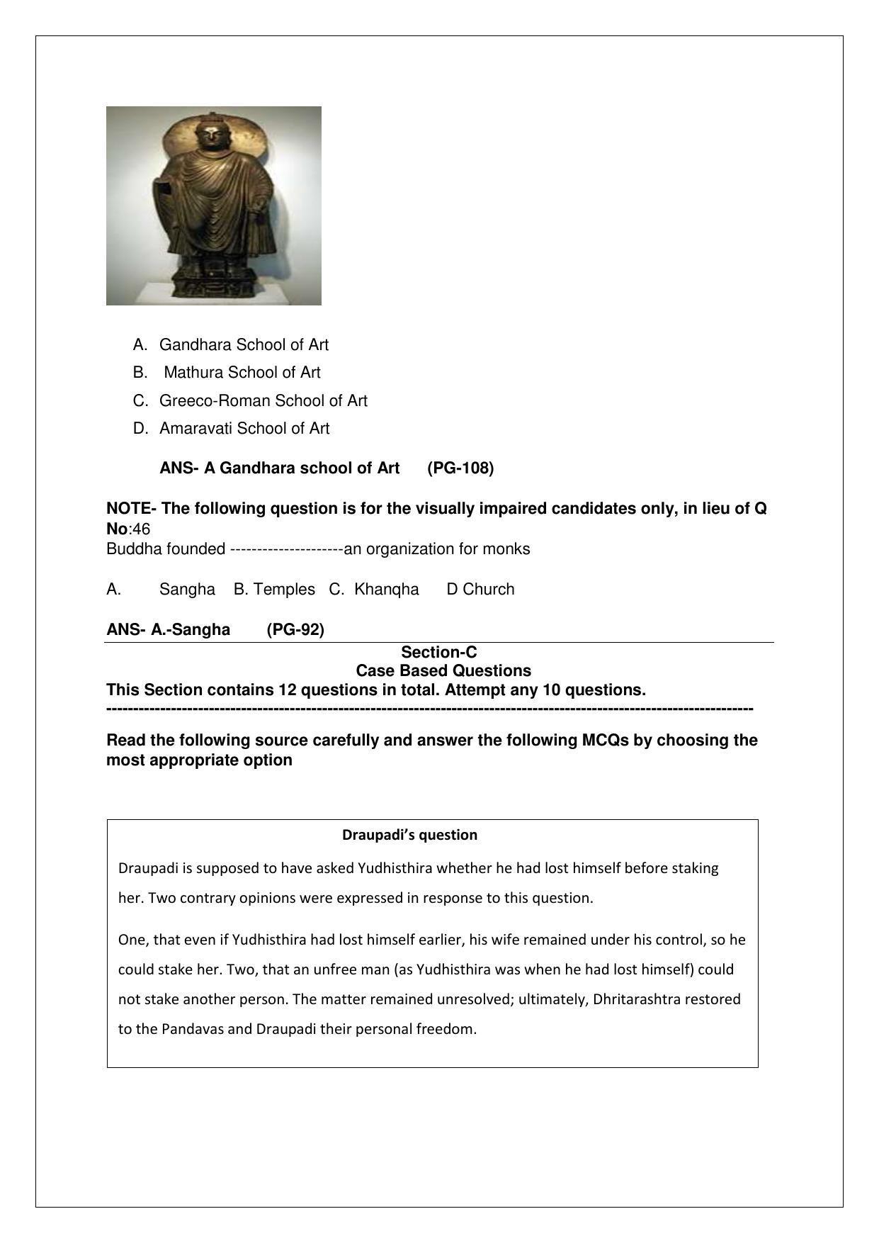 CBSE Class 12th History Sample Question Paper Answer Key 2021-22 - Page 10