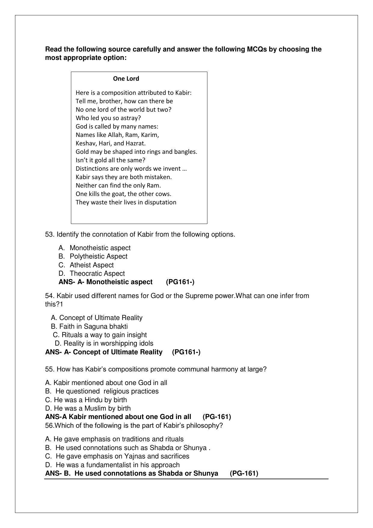 CBSE Class 12th History Sample Question Paper Answer Key 2021-22 - Page 12