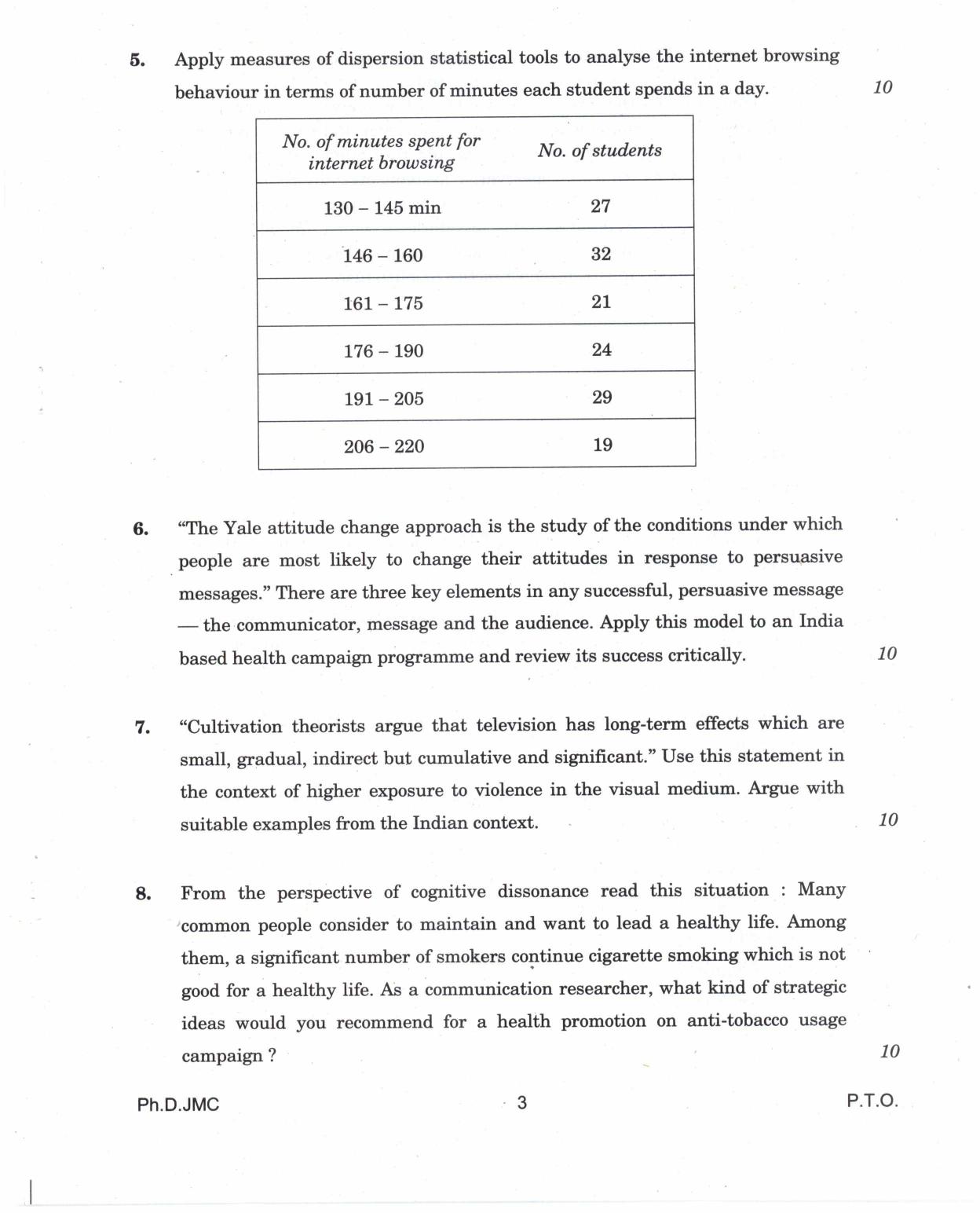 IGNOU PhD Entrance Test Ph.D. In Journalism And Mass Communication 2017 Question Paper - Page 3