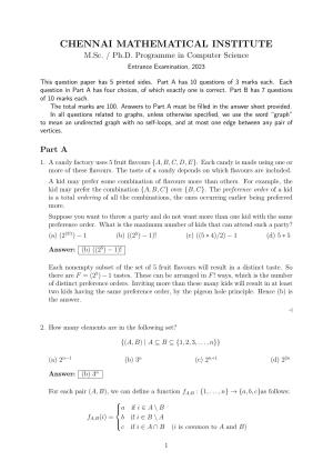 MSc/PhD Mathematics 2023 Solutions