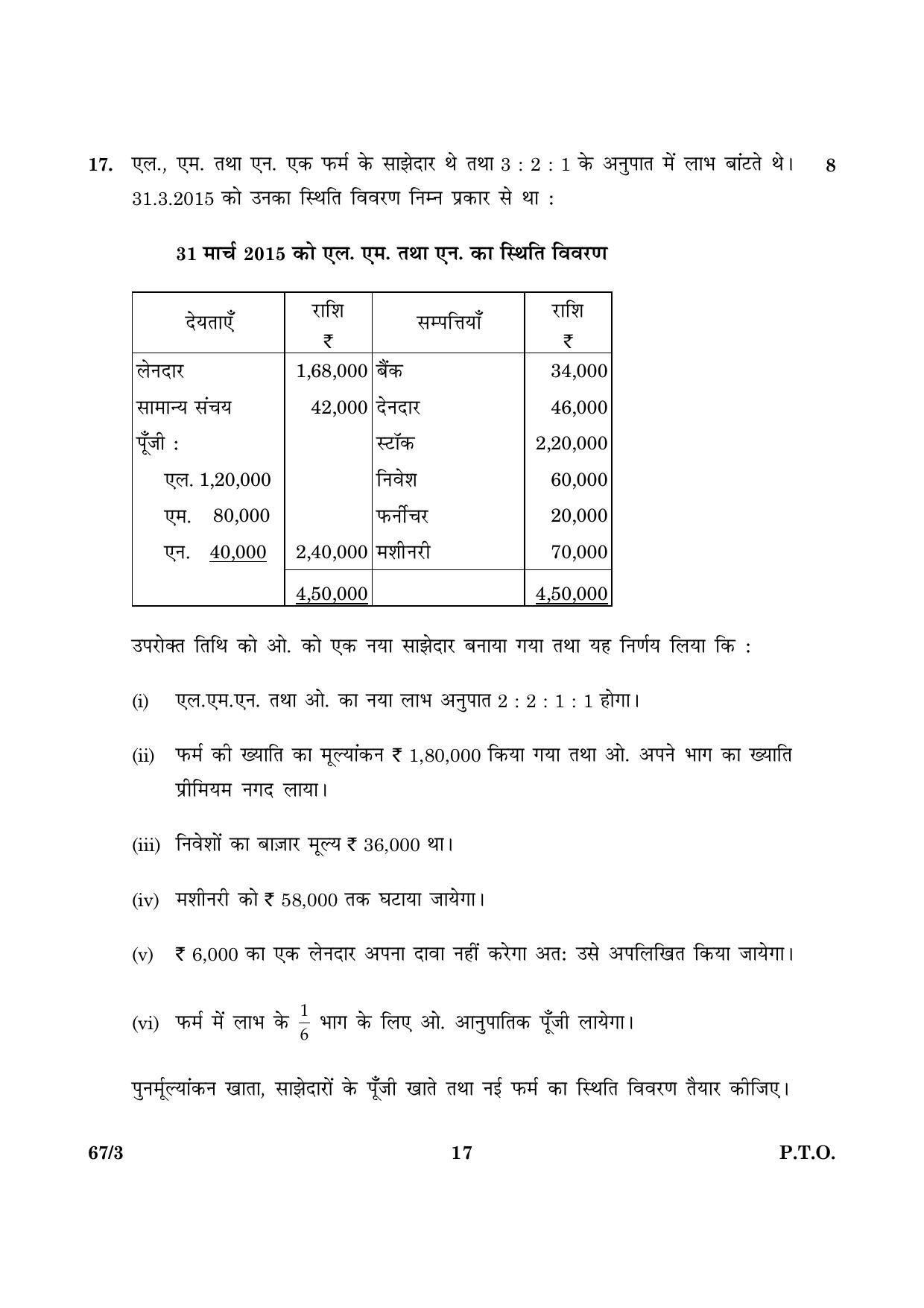 CBSE Class 12 067 Set 3 Accountancy 2016 Question Paper - Page 17