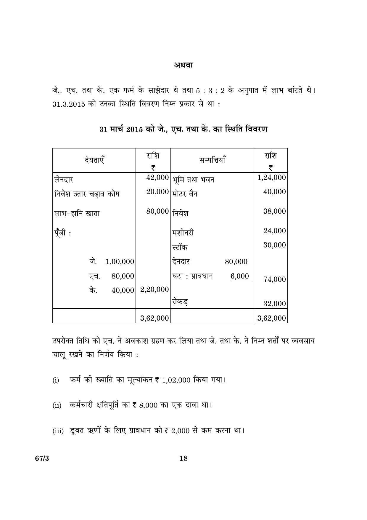 CBSE Class 12 067 Set 3 Accountancy 2016 Question Paper - Page 18