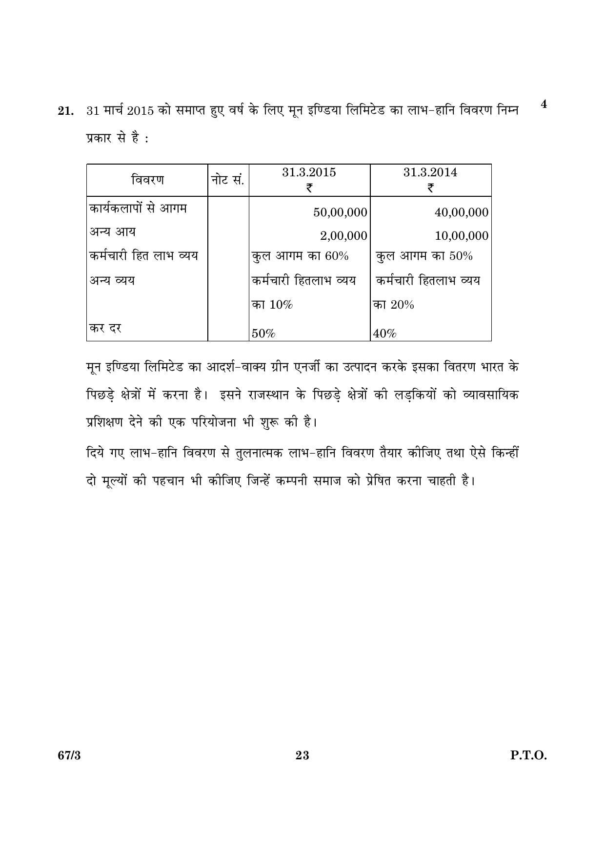 CBSE Class 12 067 Set 3 Accountancy 2016 Question Paper - Page 23