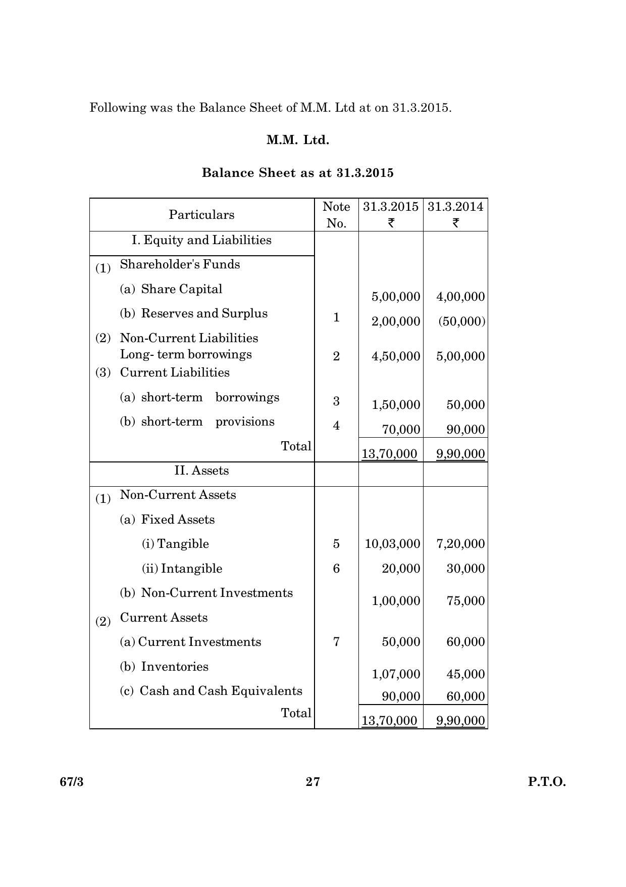 CBSE Class 12 067 Set 3 Accountancy 2016 Question Paper - Page 27