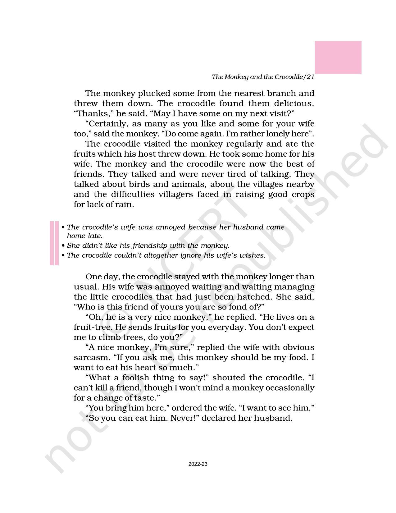 NCERT Book for Class 6 English(A Pact with the Sun) : Chapter 6-The Monkey and the Crocodile - Page 2