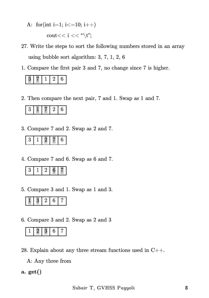 Kerala Plus One 2022 Computer Science Question Paper & Key - Page 8