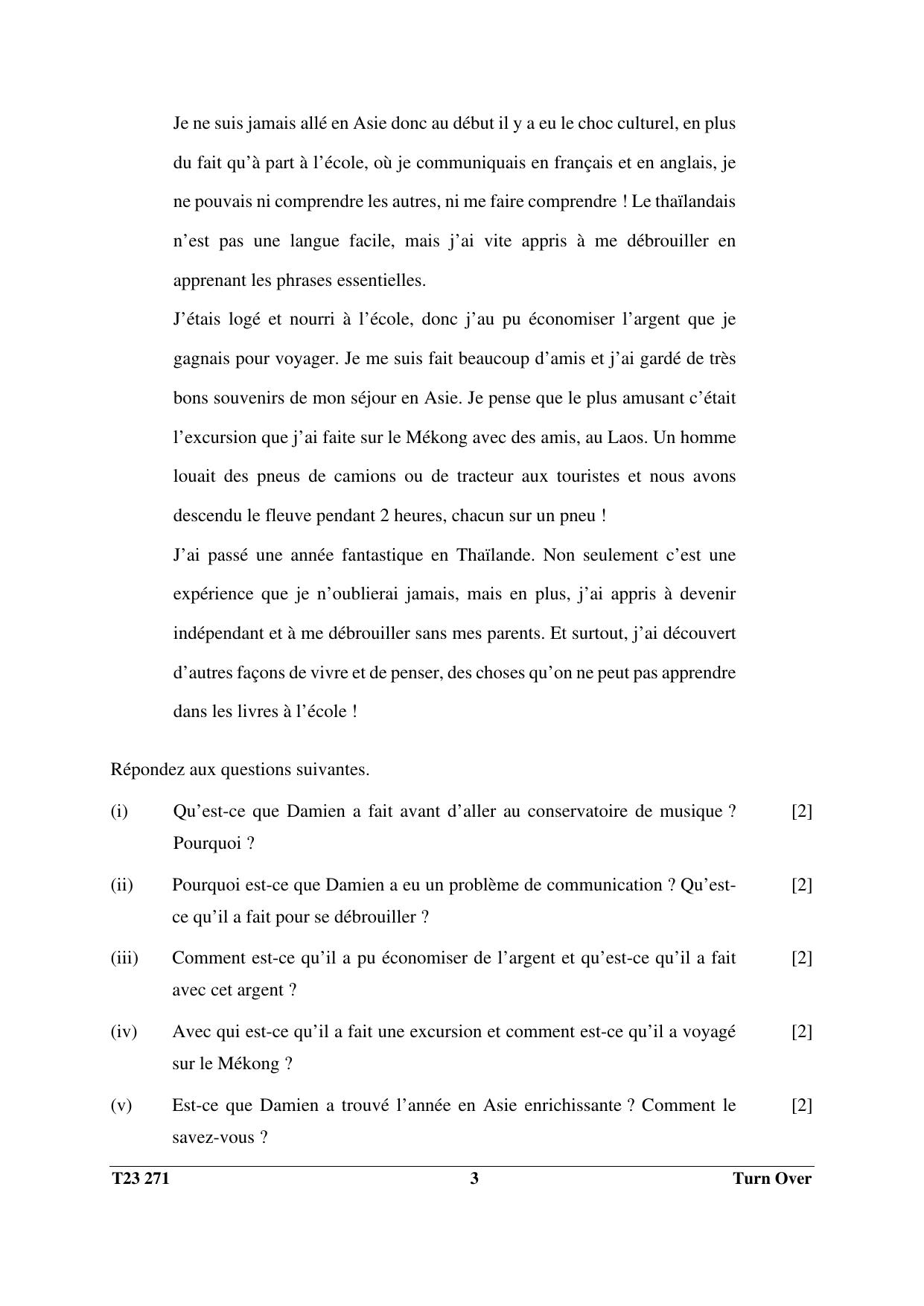 ICSE Class 10 FRENCH 2023 Question Paper - Page 3