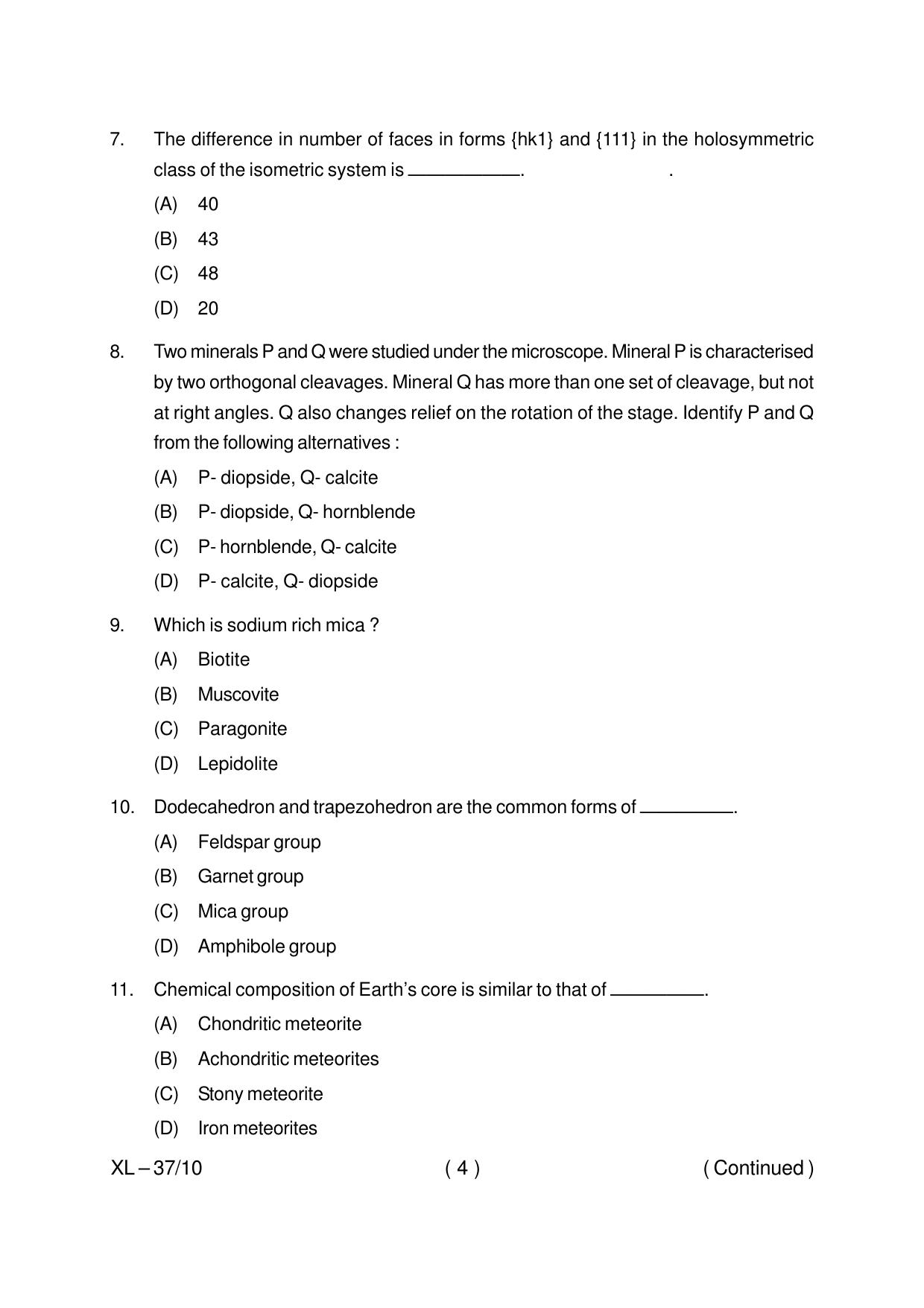 Odisha CPET GEOLOGY 2020 Question Paper - Page 4