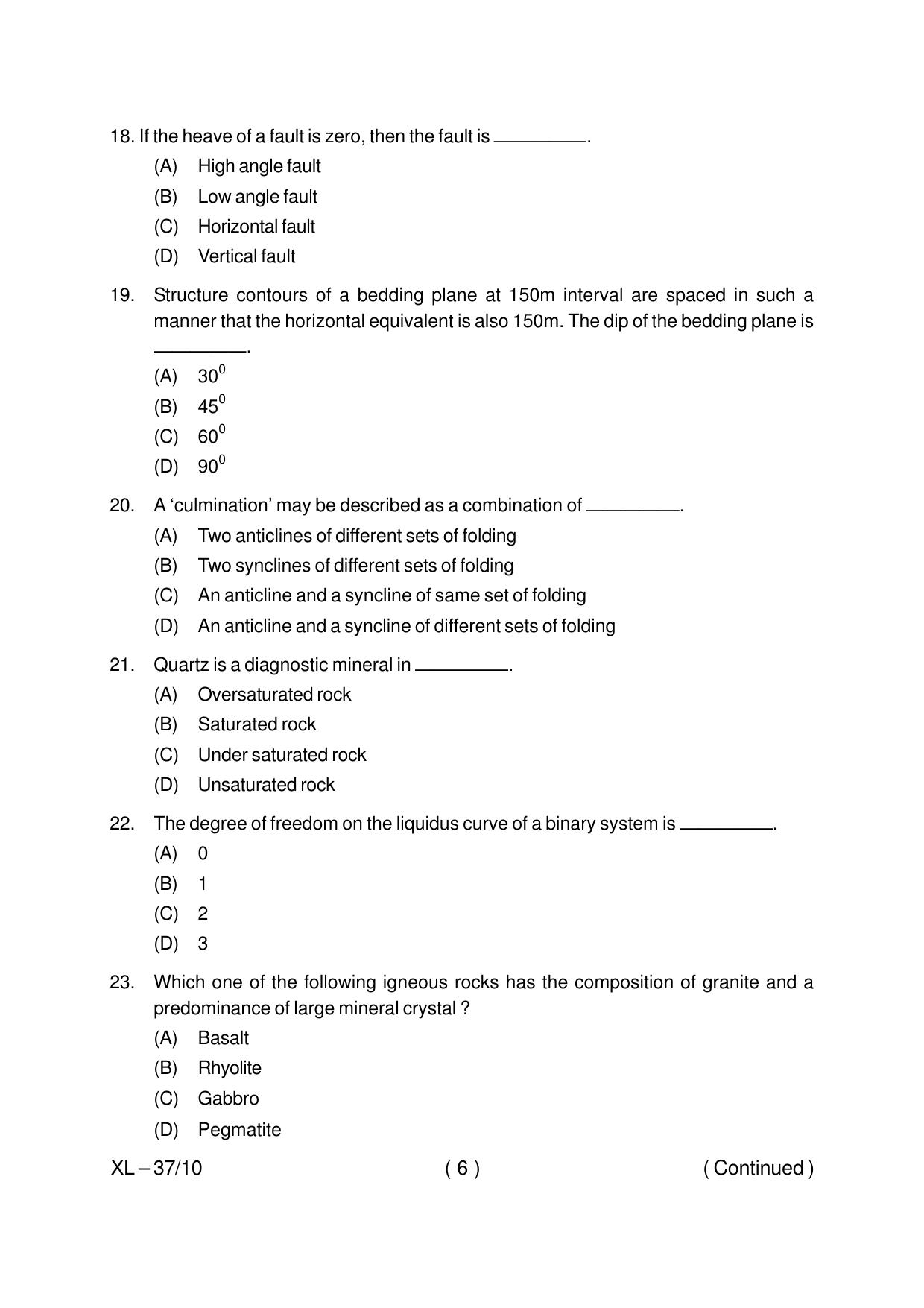 Odisha CPET GEOLOGY 2020 Question Paper - Page 6