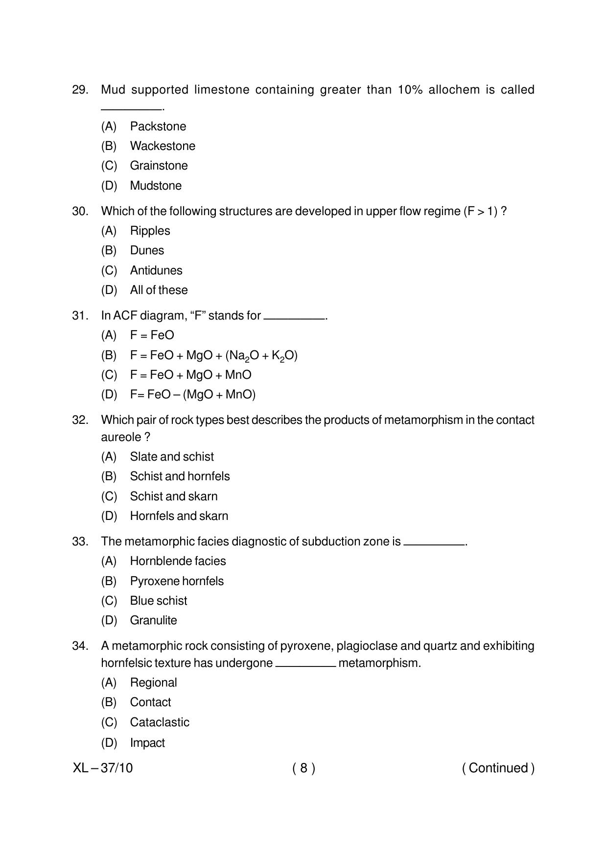 Odisha CPET GEOLOGY 2020 Question Paper - Page 8