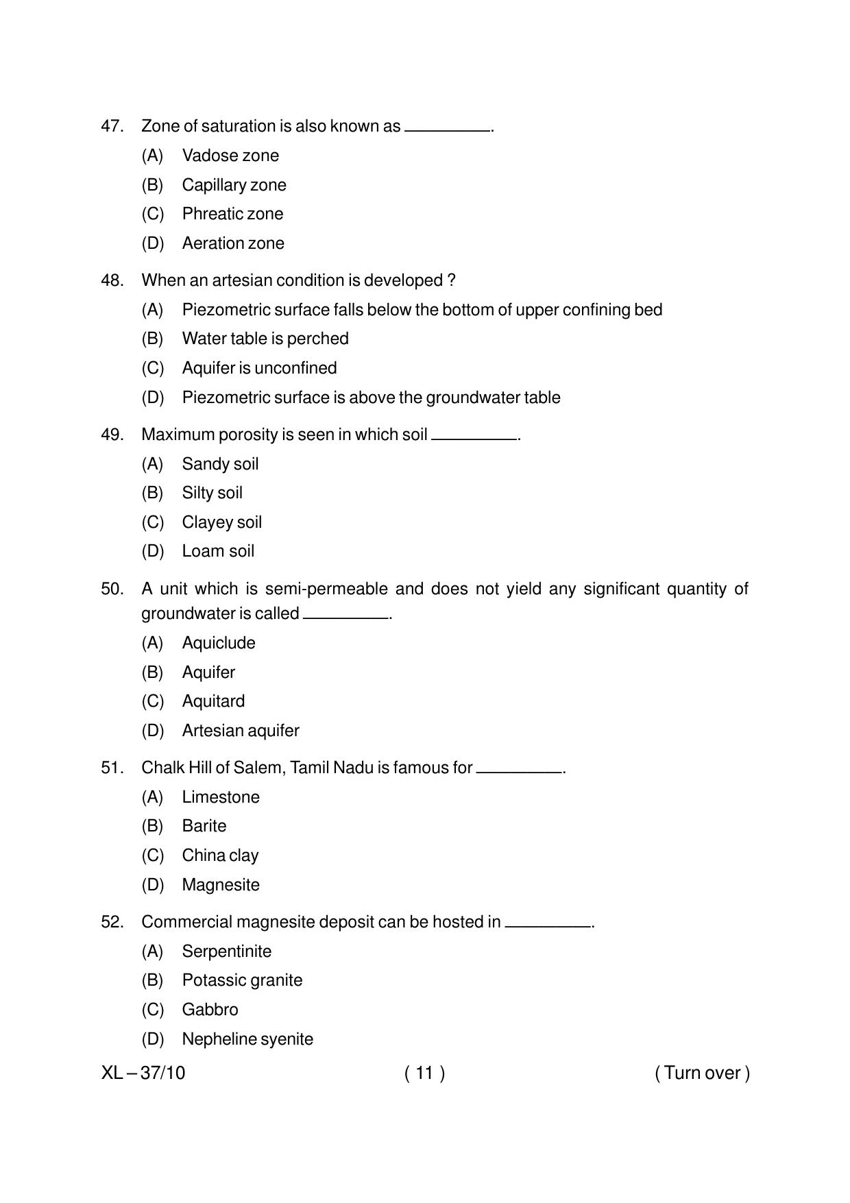 Odisha CPET GEOLOGY 2020 Question Paper - Page 11