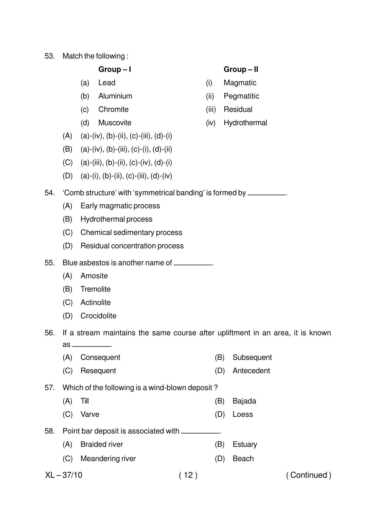 Odisha CPET GEOLOGY 2020 Question Paper - Page 12