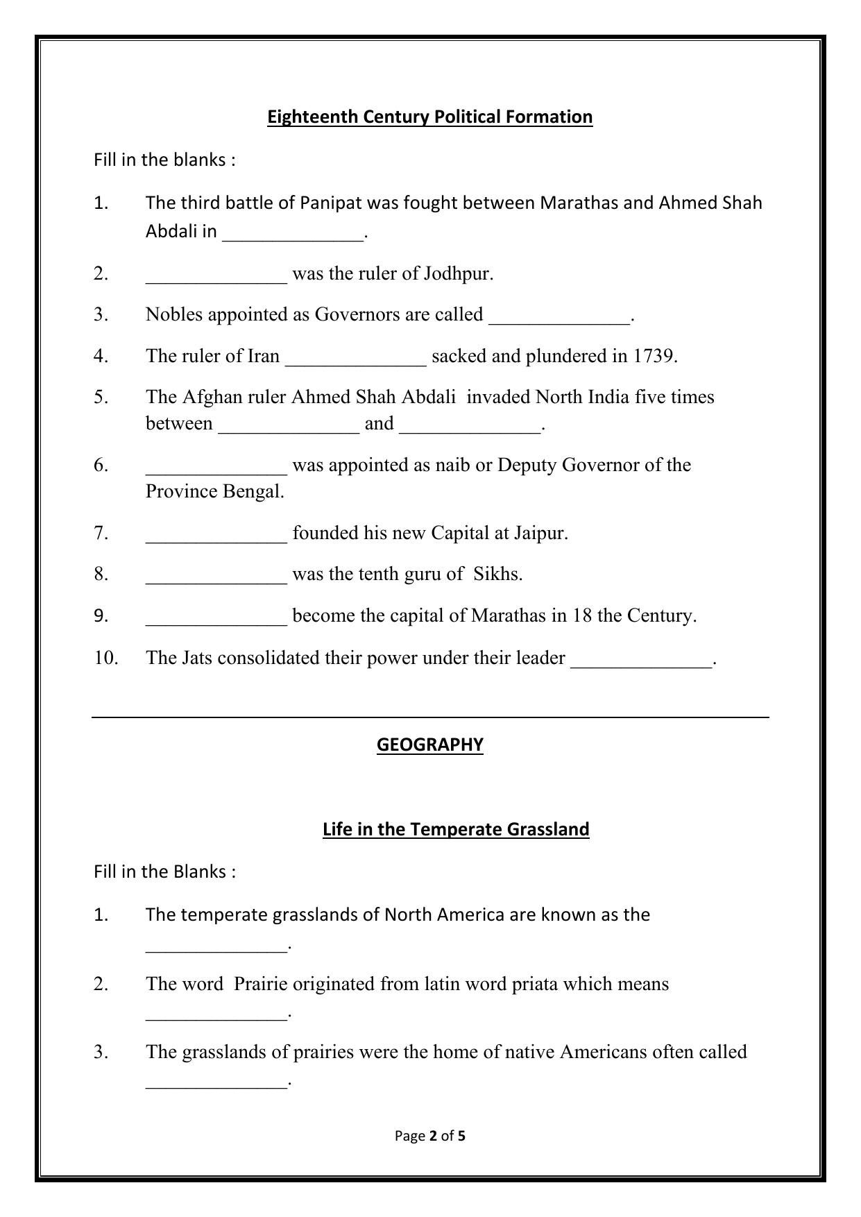 CBSE Worksheets for Class 7 Geography Assignment 3 - Page 2