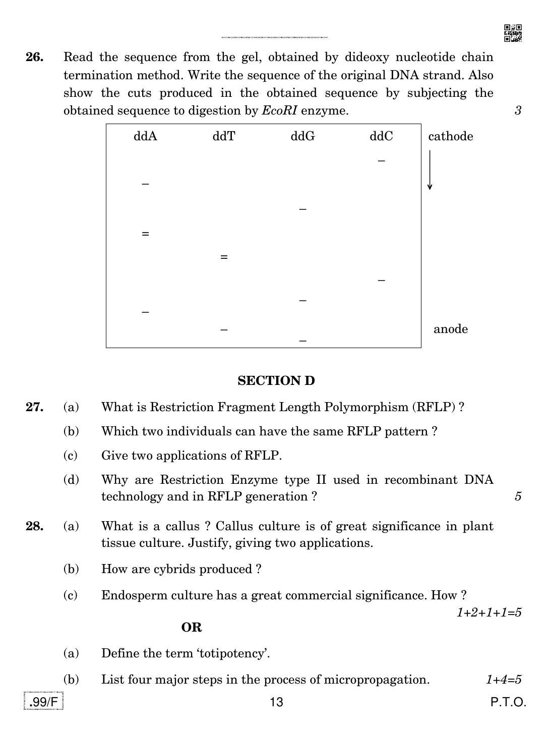CBSE Class 12 Biotechnology 2020 Compartment Question Paper - Page 13