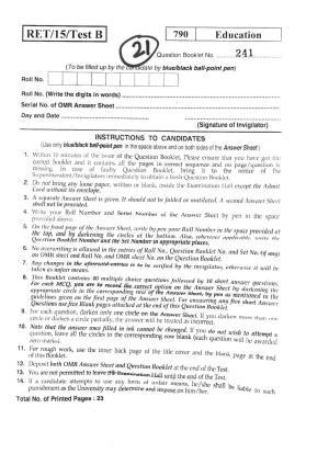 BHU RET EDUCATION 2015 Question Paper
