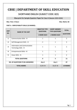 CBSE Class 11: SHORTHAND(ENGLISH) 2024 Sample Paper