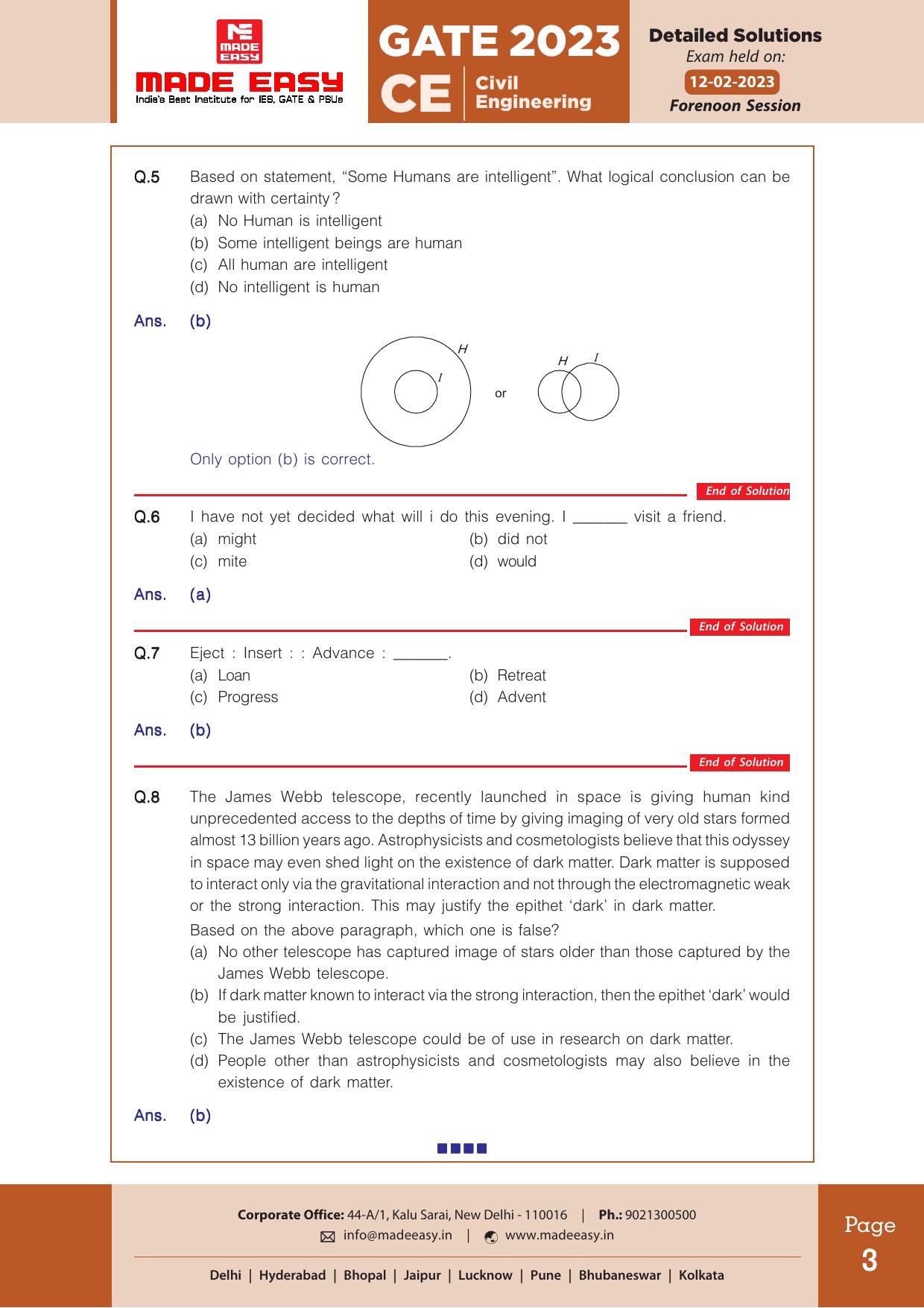 GATE 2023 Civil Engineering (CE) Forenoon Session (12th Feb, 2023) Question Paper (Made Easy) - Page 4