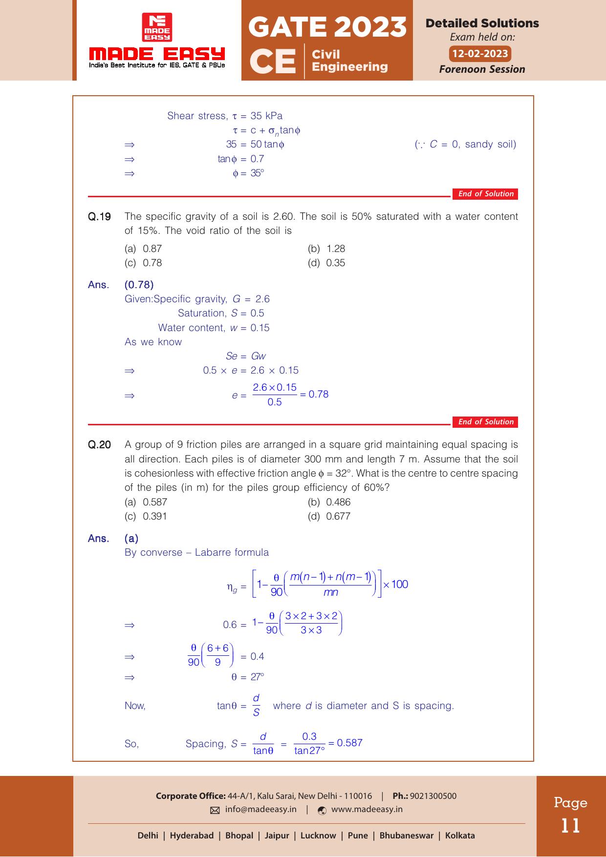GATE 2023 Civil Engineering (CE) Forenoon Session (12th Feb, 2023) Question Paper (Made Easy) - Page 14