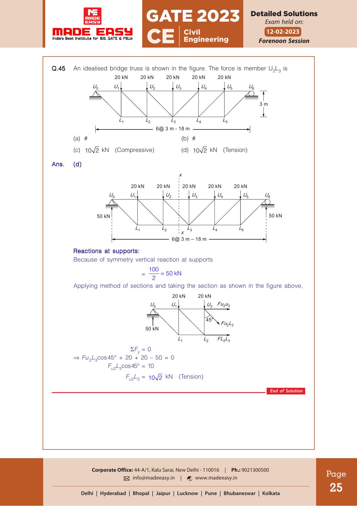 GATE 2023 Civil Engineering (CE) Forenoon Session (12th Feb, 2023) Question Paper (Made Easy) - Page 31