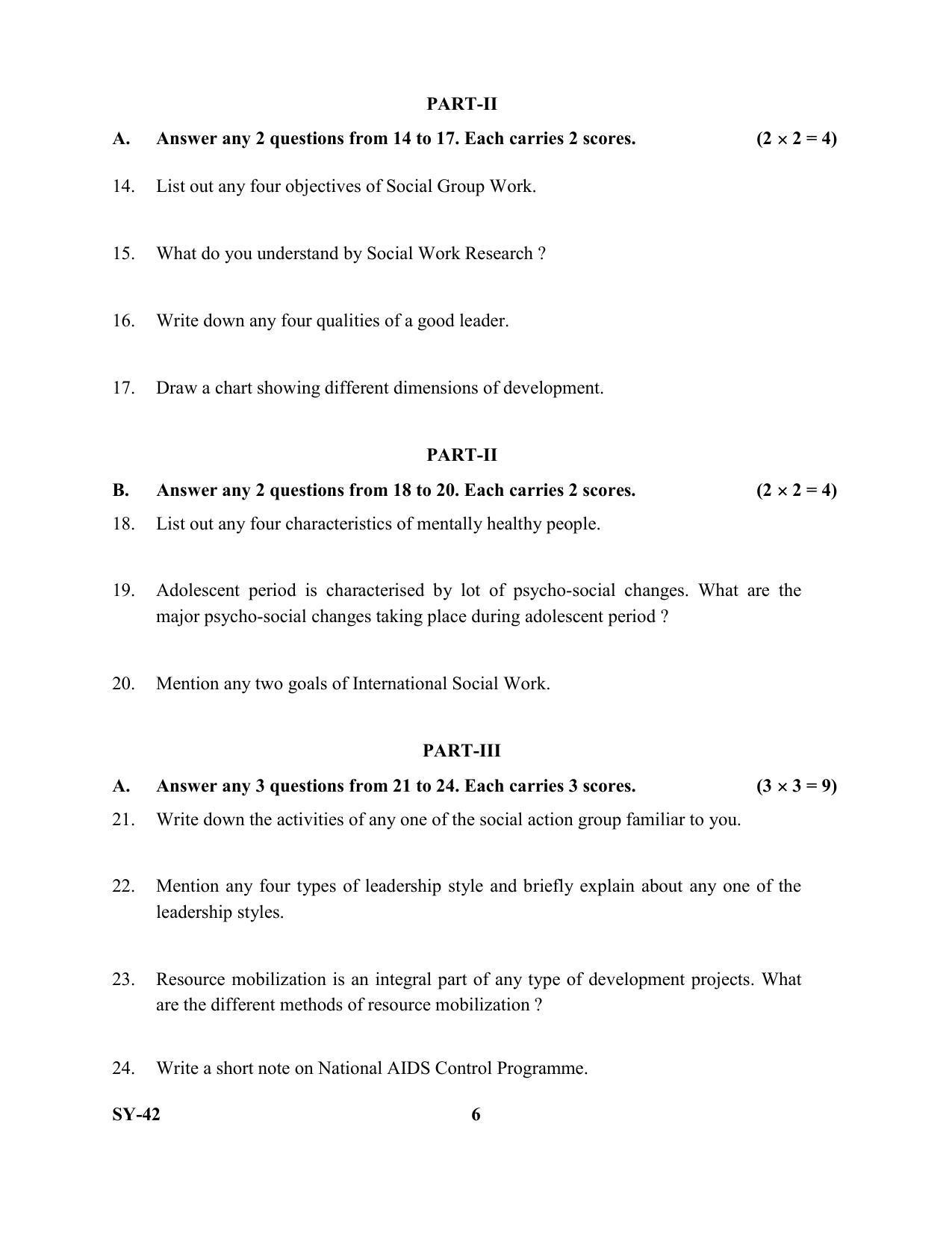 Kerala Plus Two Question Paper 2022 - Social Work - Page 6