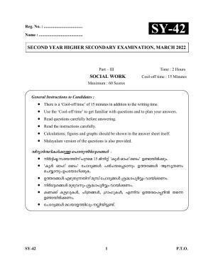 Kerala Plus Two Question Paper 2022 - Social Work
