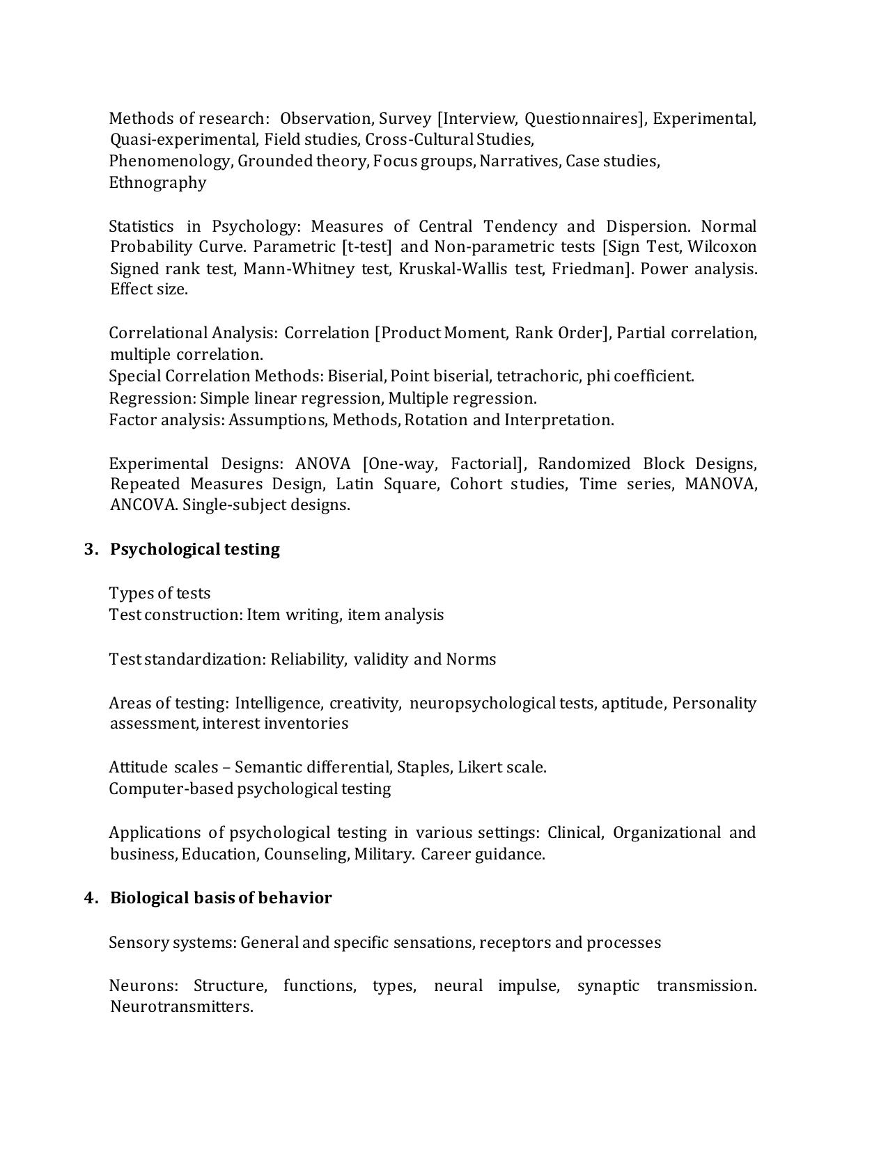 TNSET Syllabus - Psychology - Page 2