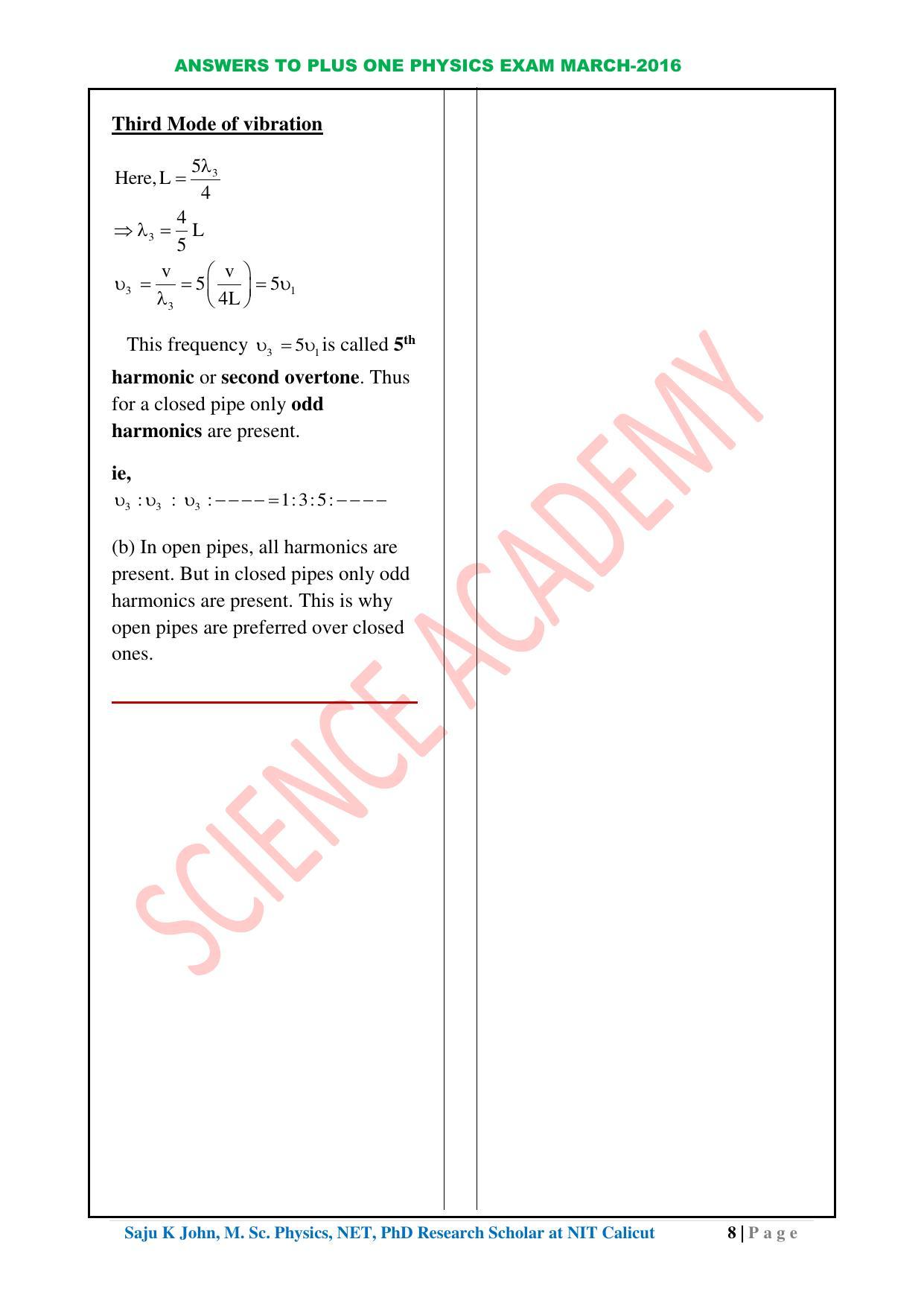 Kerala Plus One 2016 Physics Answer Key - Page 8