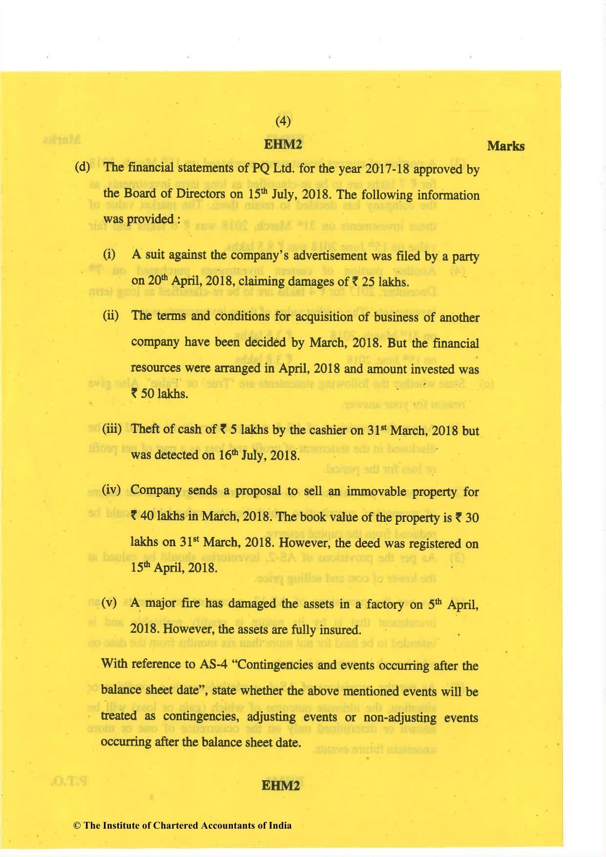 CA Inter May 2019 Question Paper - Paper 1 – Accounting - Page 4