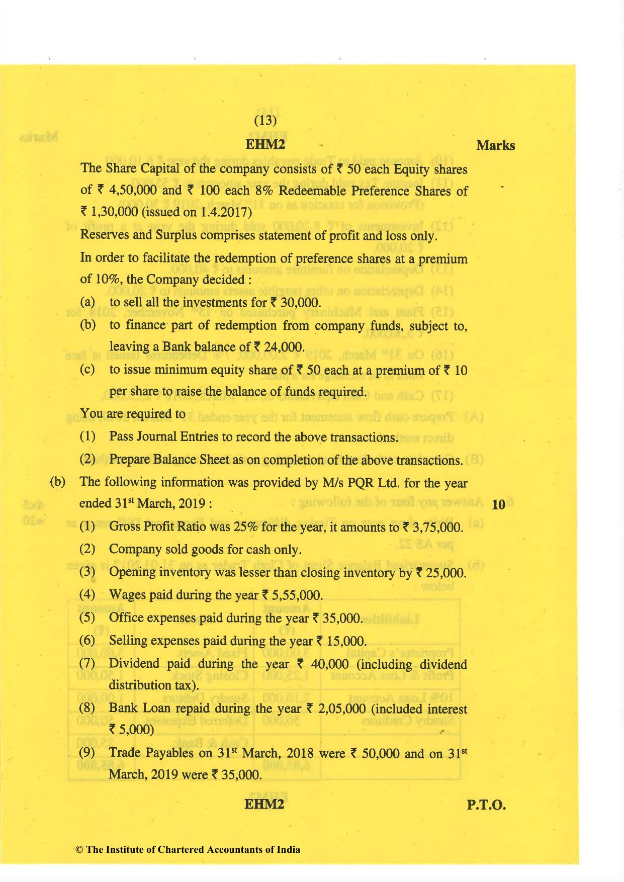 CA Inter May 2019 Question Paper - Paper 1 – Accounting - Page 13