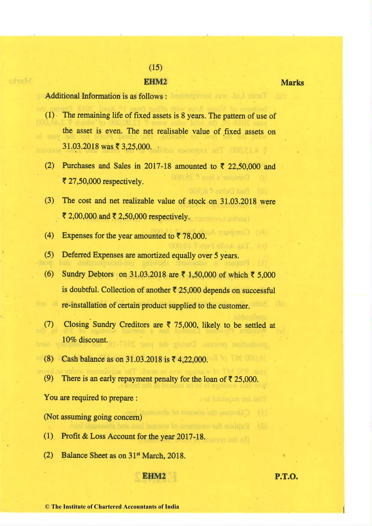 CA Inter May 2019 Question Paper - Paper 1 – Accounting - Page 15