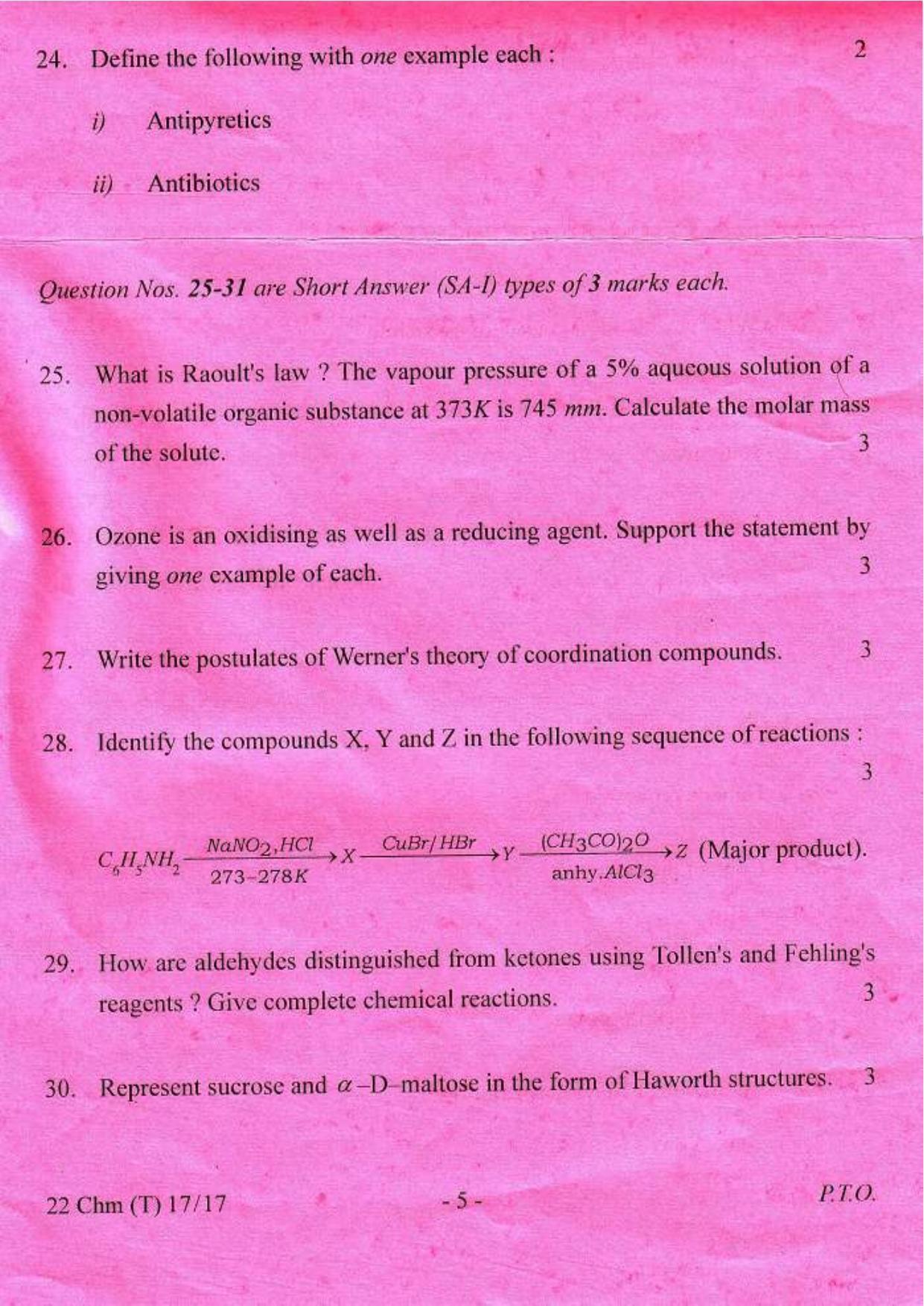 COHSEM Class 12 Chemistry 2017 Question Papers - Page 5