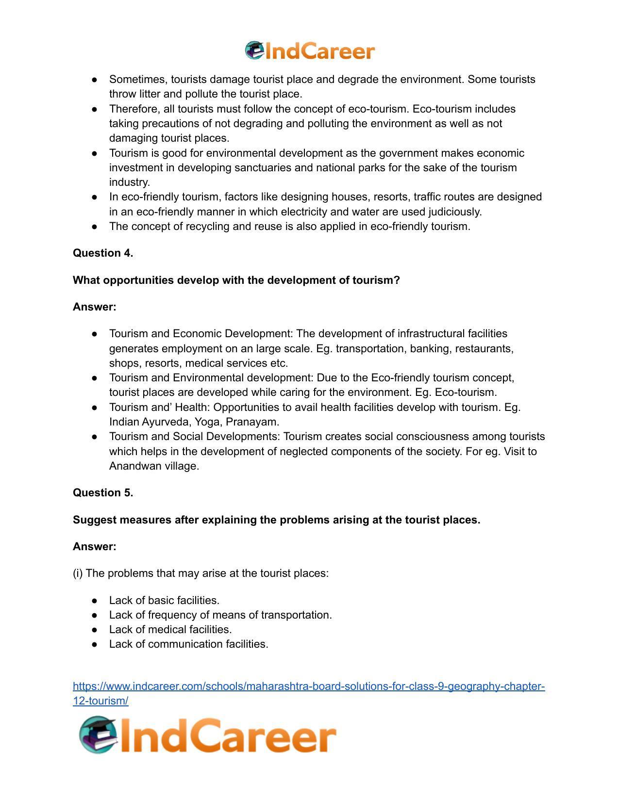 Maharashtra Board Solutions for Class 9- Geography: Chapter 12- Tourism - Page 6