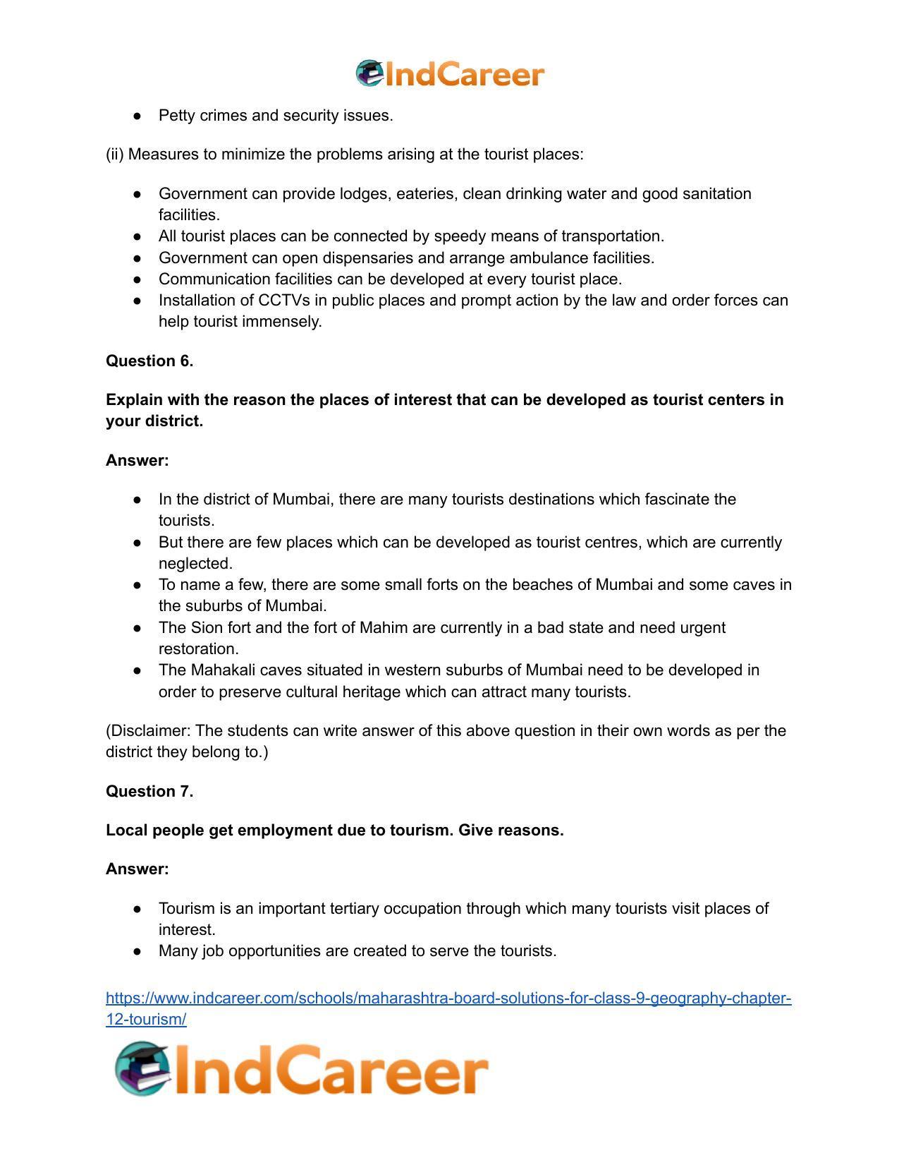 Maharashtra Board Solutions for Class 9- Geography: Chapter 12- Tourism - Page 7