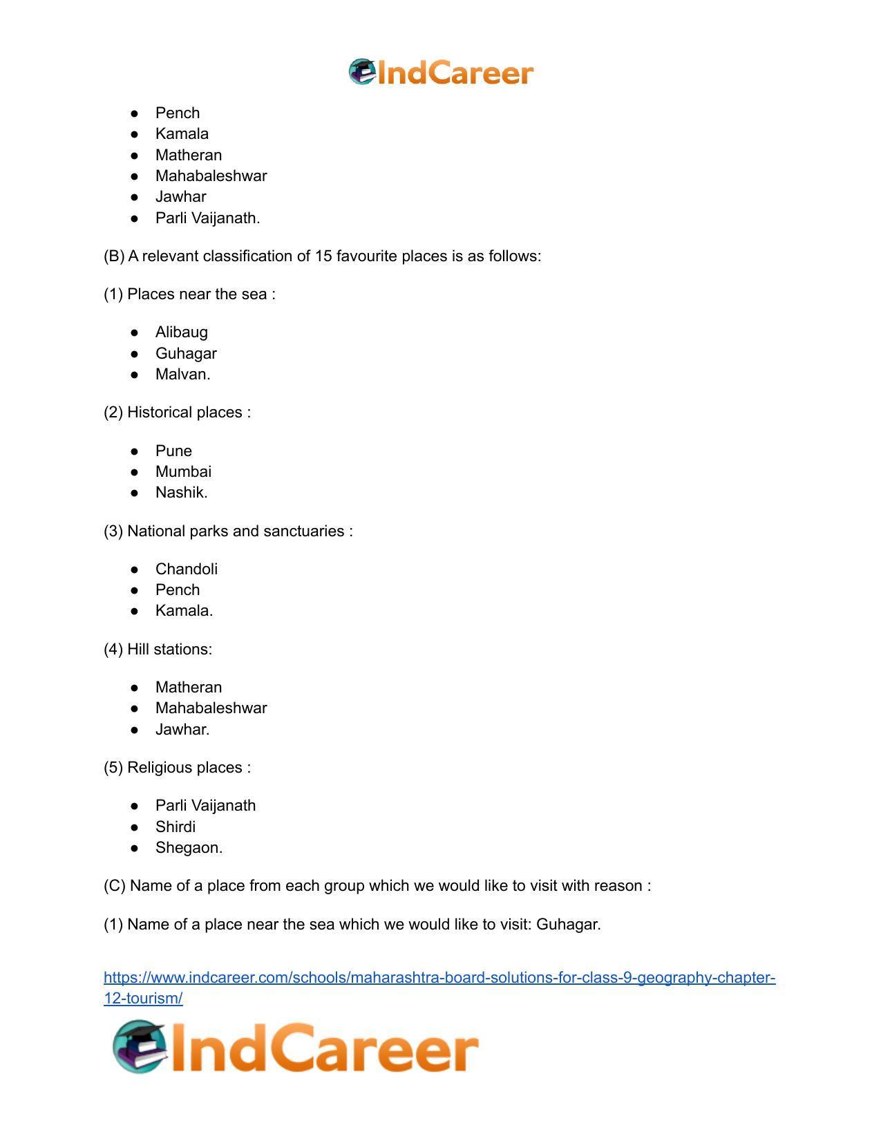 Maharashtra Board Solutions for Class 9- Geography: Chapter 12- Tourism - Page 11