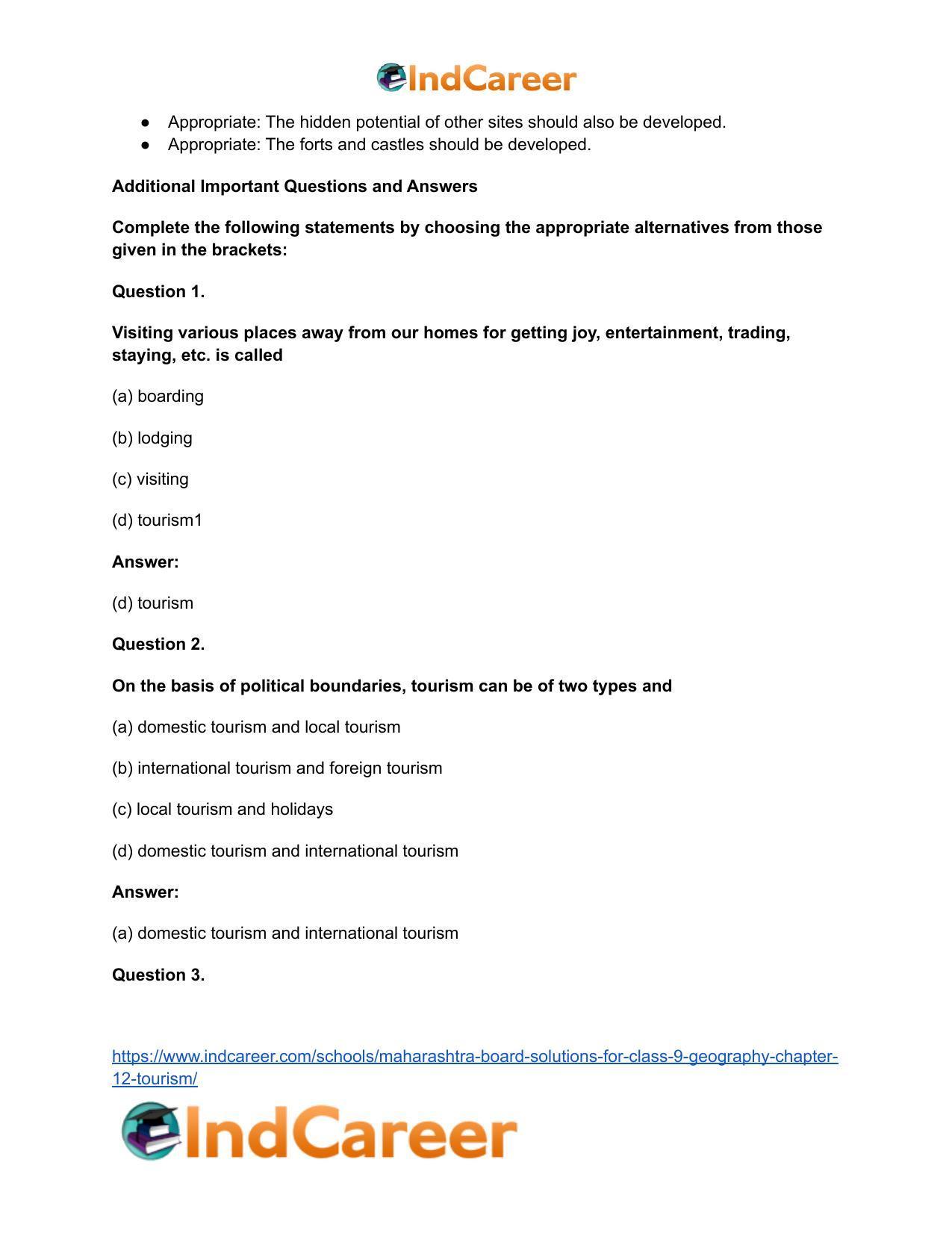 Maharashtra Board Solutions for Class 9- Geography: Chapter 12- Tourism - Page 14