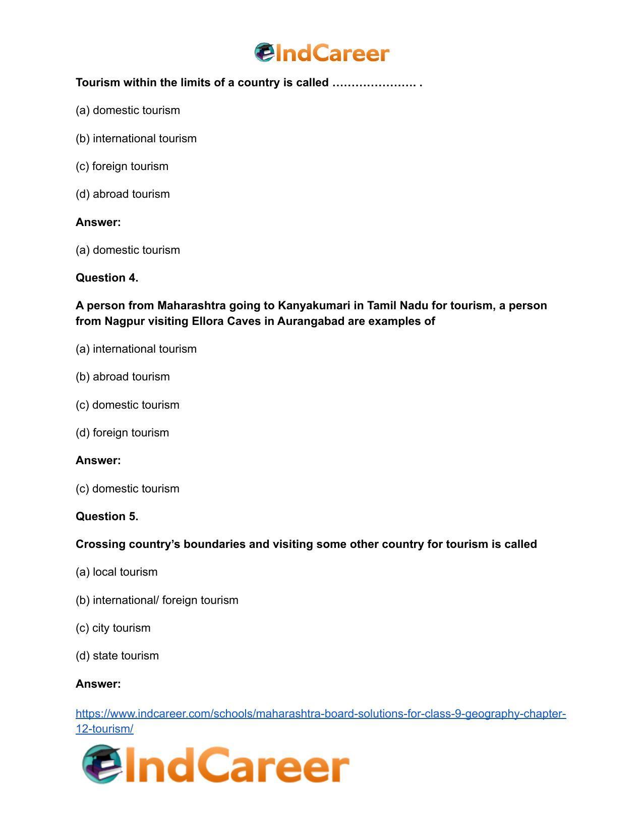 Maharashtra Board Solutions for Class 9- Geography: Chapter 12- Tourism - Page 15