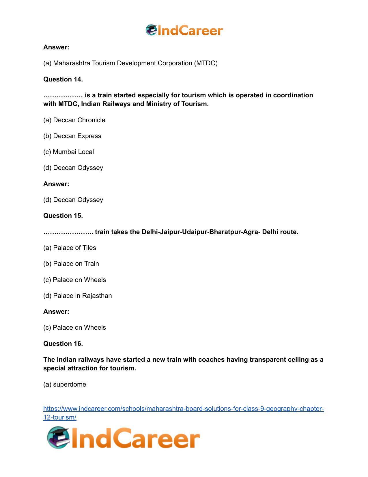 Maharashtra Board Solutions for Class 9- Geography: Chapter 12- Tourism - Page 19