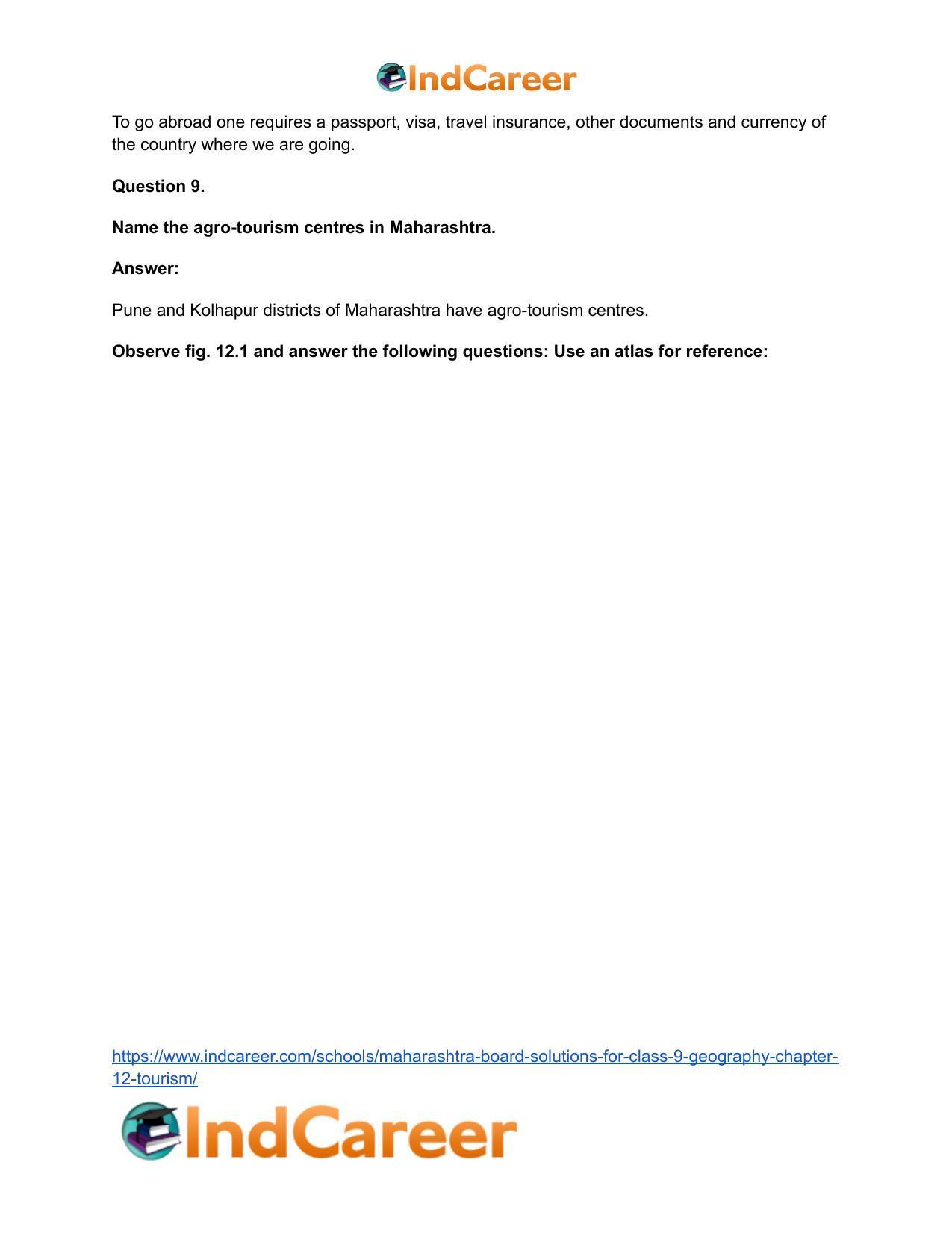 Maharashtra Board Solutions for Class 9- Geography: Chapter 12- Tourism - Page 24