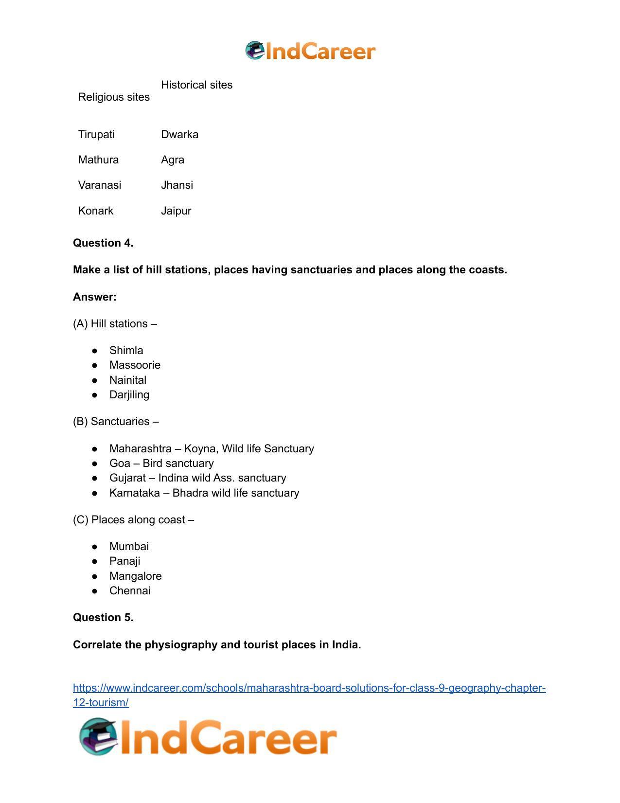Maharashtra Board Solutions for Class 9- Geography: Chapter 12- Tourism - Page 27