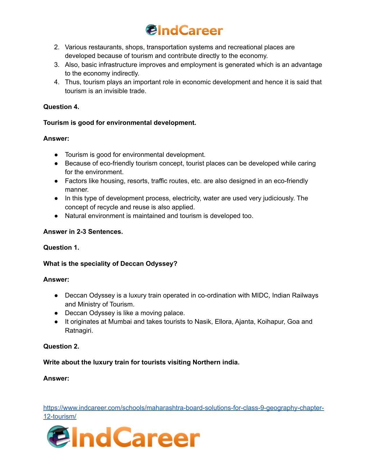 Maharashtra Board Solutions for Class 9- Geography: Chapter 12- Tourism - Page 30
