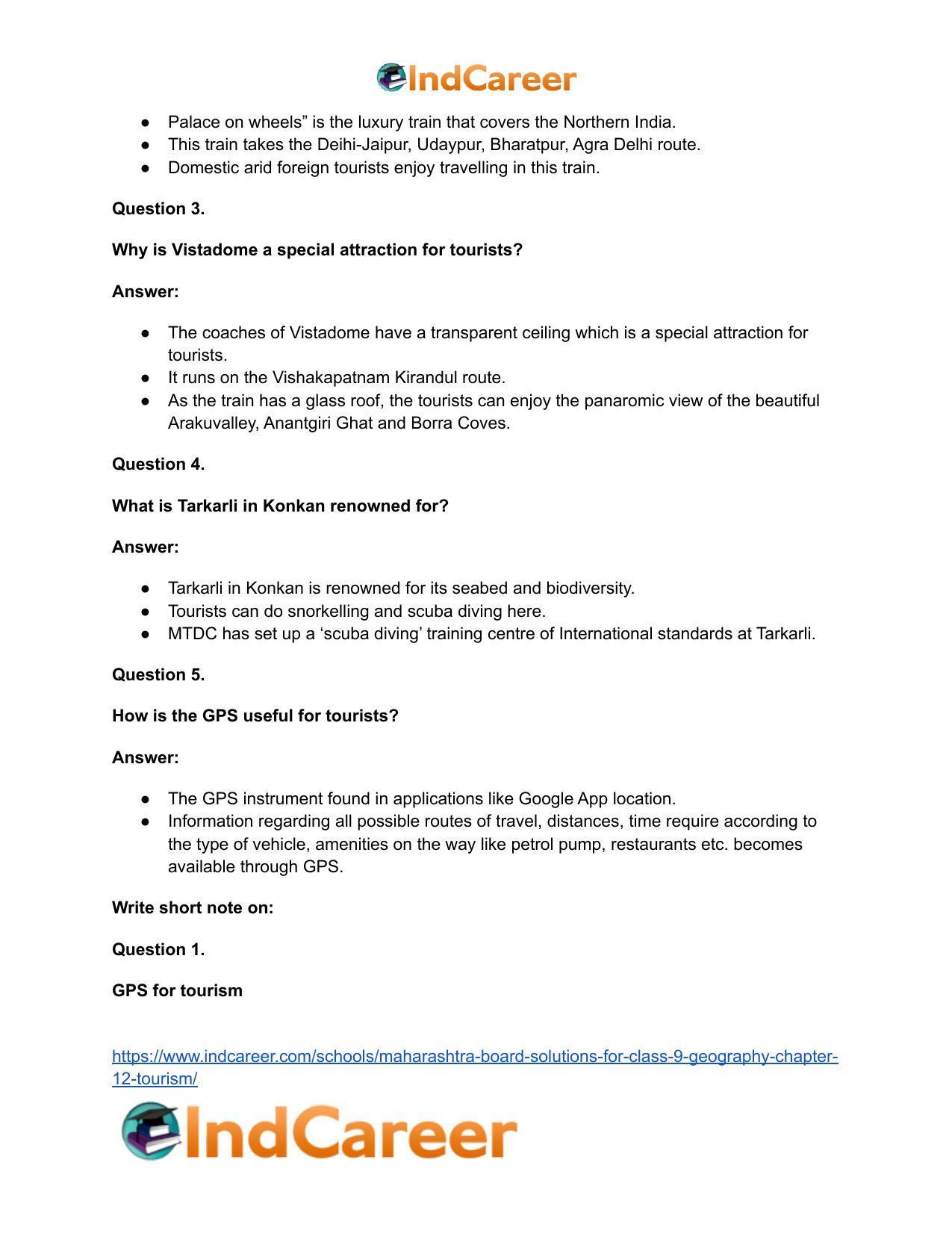 Maharashtra Board Solutions for Class 9- Geography: Chapter 12- Tourism - Page 31